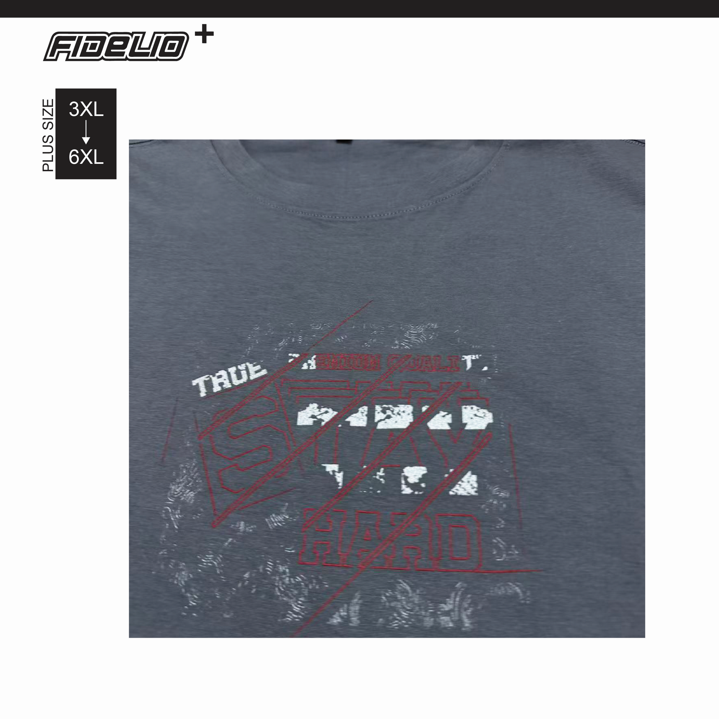 Fidelio Plus Size Stay True Graphic Tees -Medium Grey