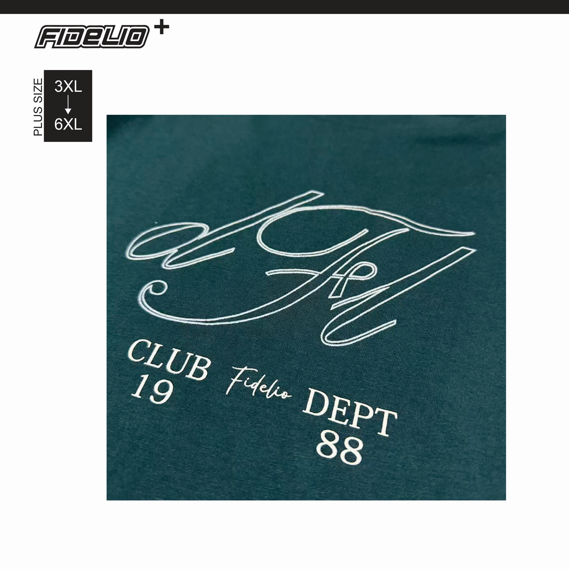Fidelio Plus Size Club Dept Printed Tees -Dark Green