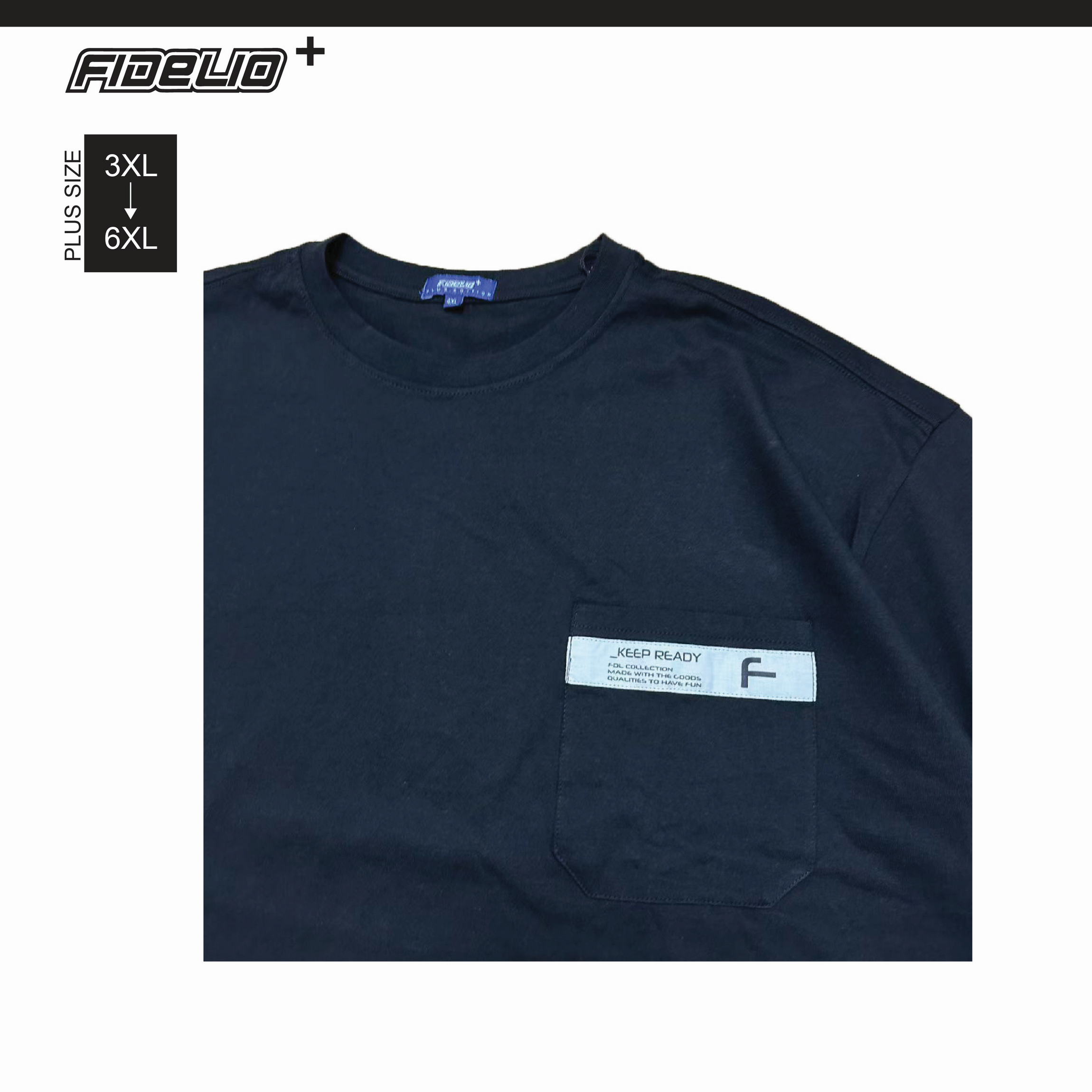 Fidelio Plus Size Keep Ready Pocketed Tees -Black