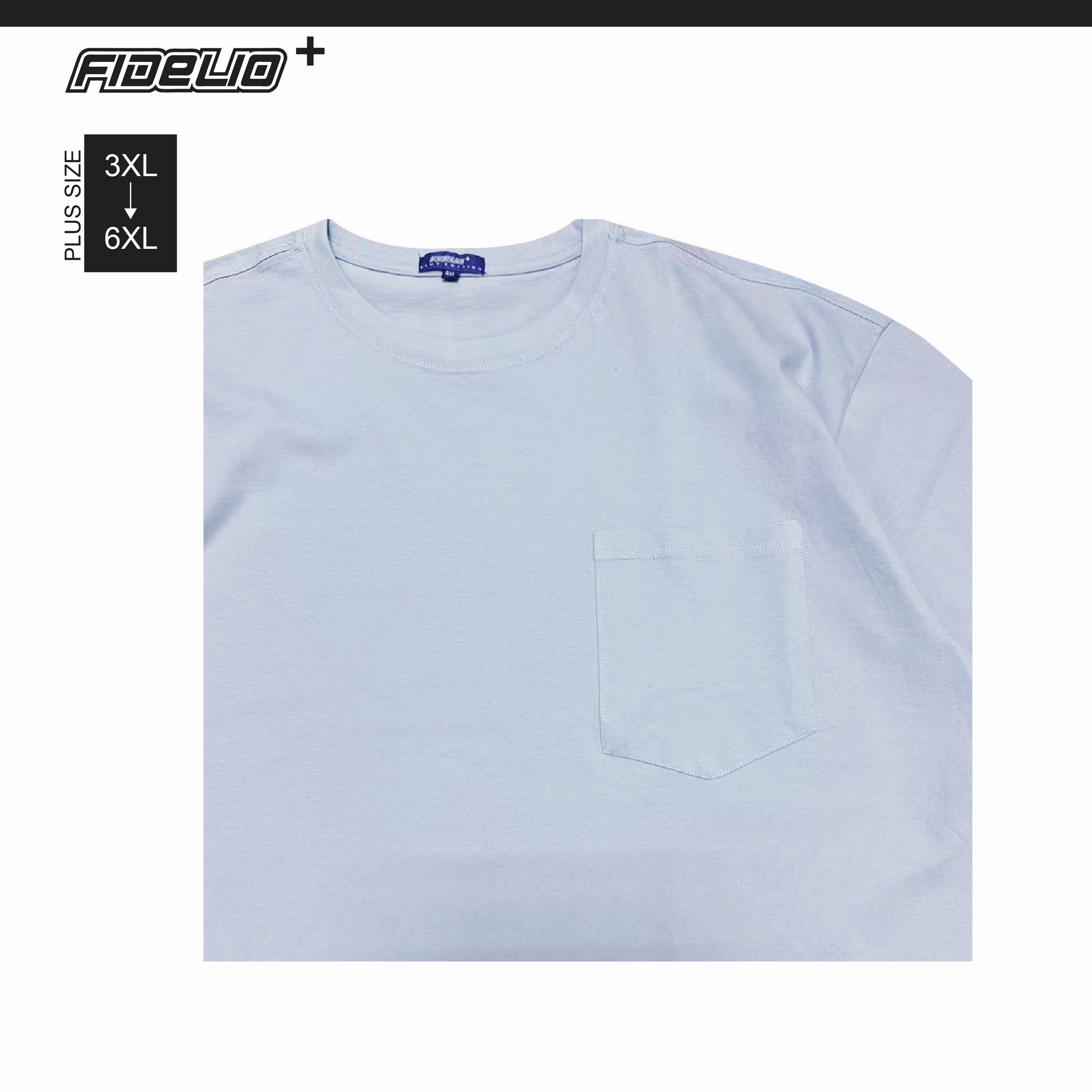 Fidelio Plus Size Signature Pocket Tees -Light Blue
