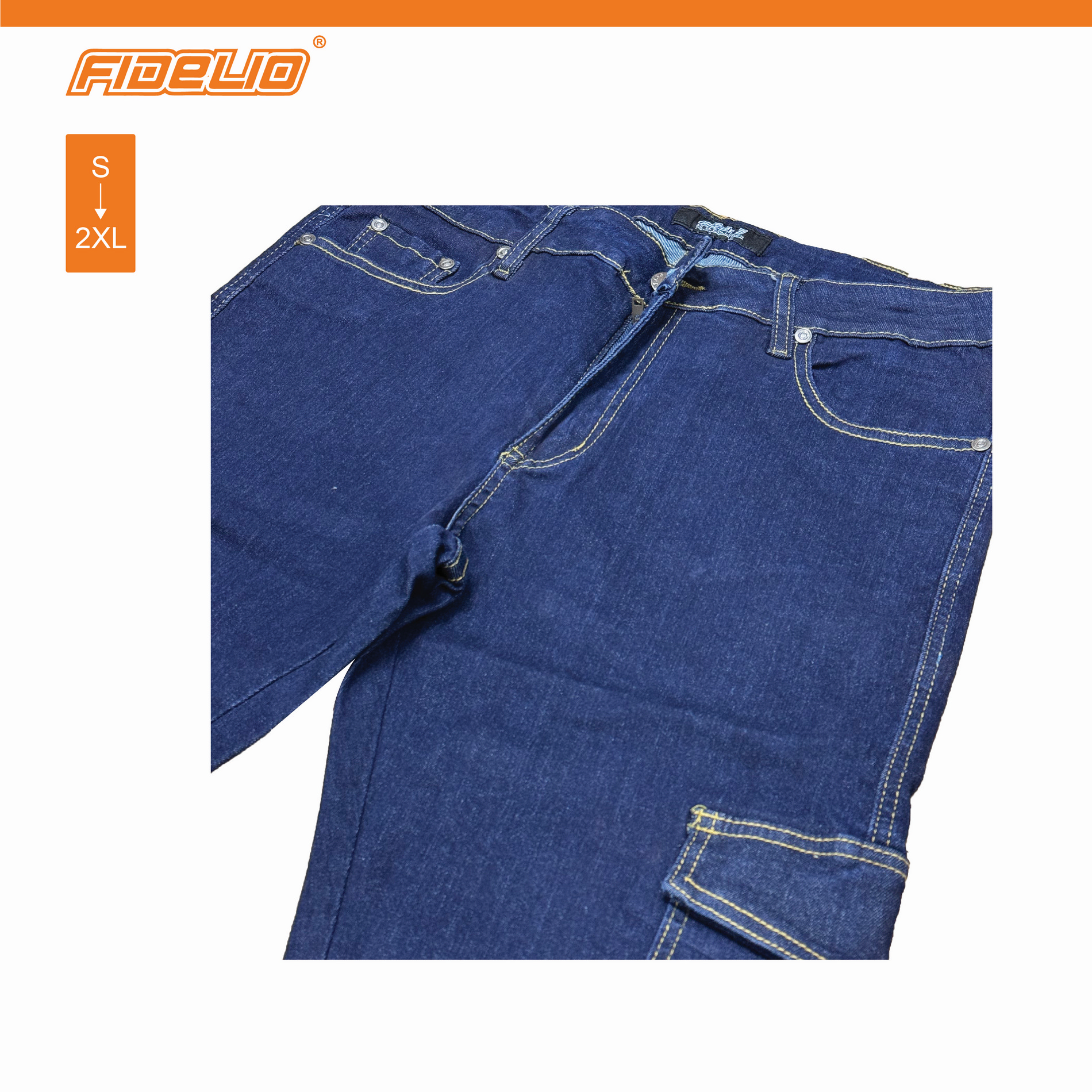 Fidelio Slim Fit Stretchable Utility Jeans - Navy