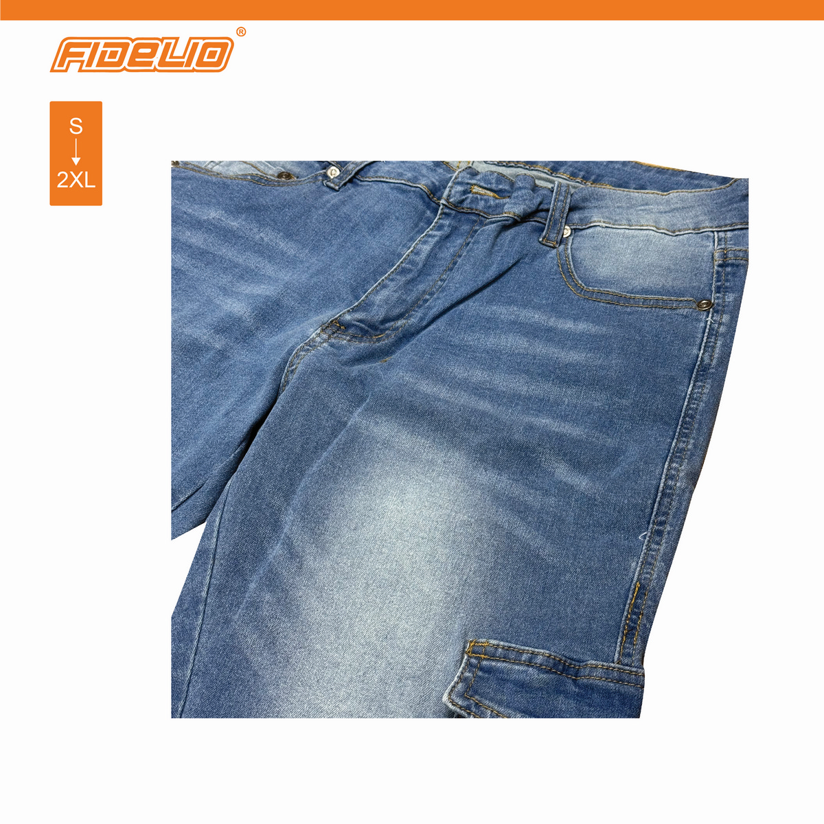 Fidelio Slim Fit Stretchable Utility Jeans - Light Blue