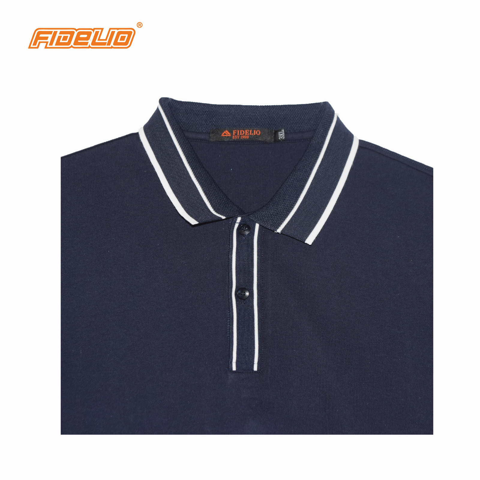 Fidelio Plus Special Rib and Collar Basic Polo Tees -Navy