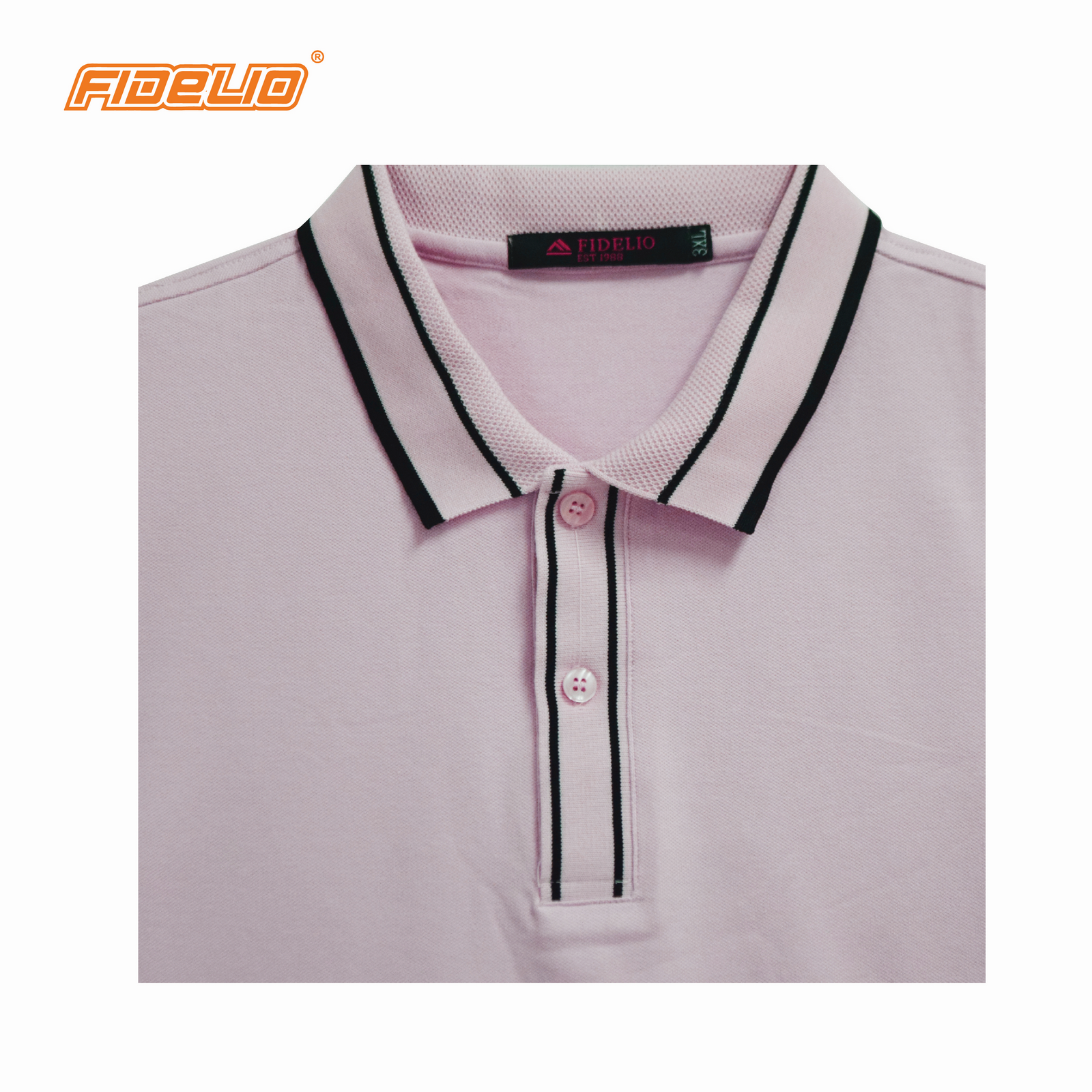 Fidelio Plus Special Rib and Collar Basic Polo Tees -Pink