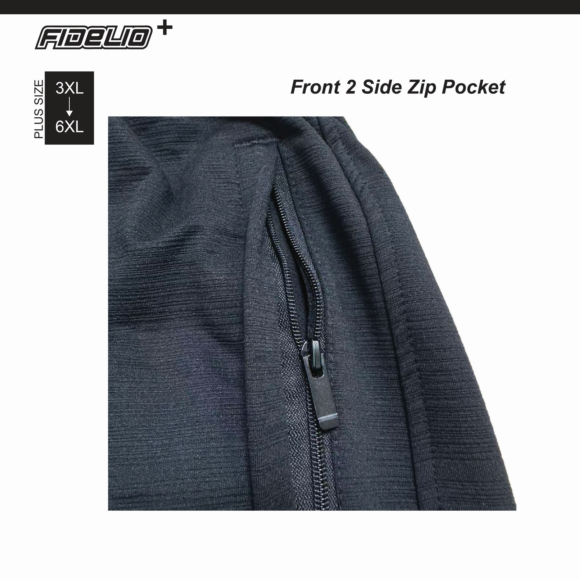 FIT IN Plus Size Zipper Active Shorts -Black