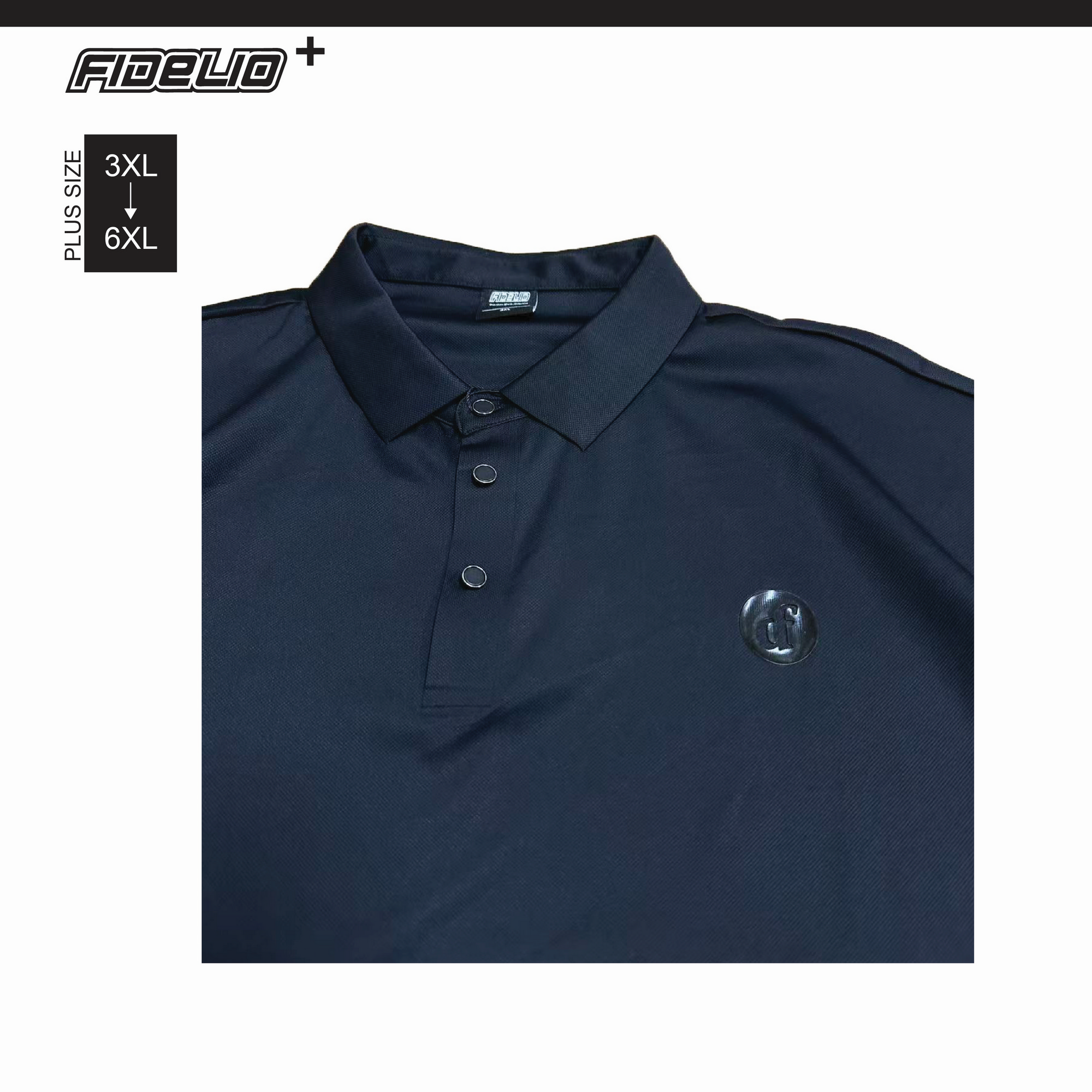 Fidelio Plus Size Premium Sensation Polo Tees -Black