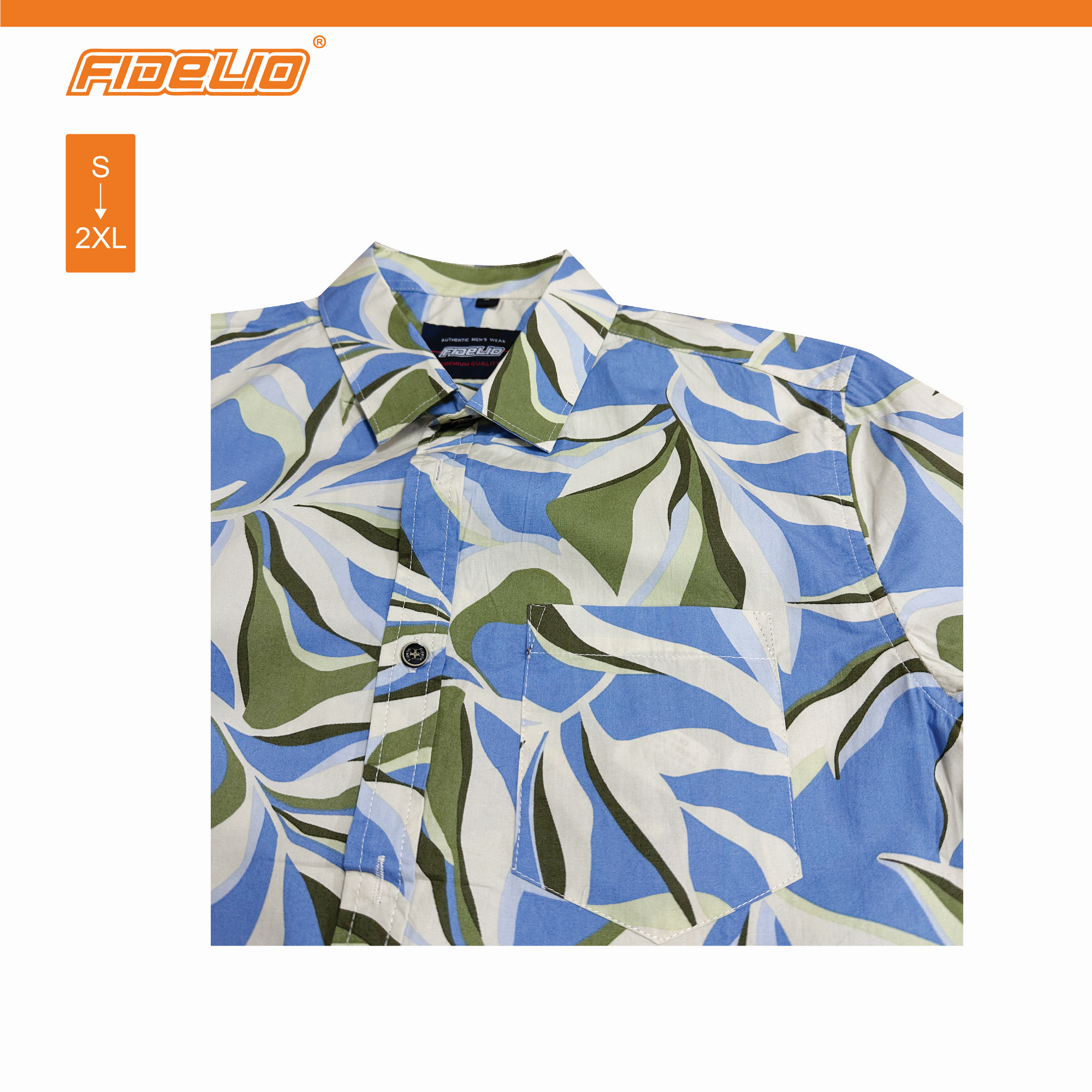 Fidelio Abstract Floral Printed Short Sleeve Shirts -Cream/Blue/Olive