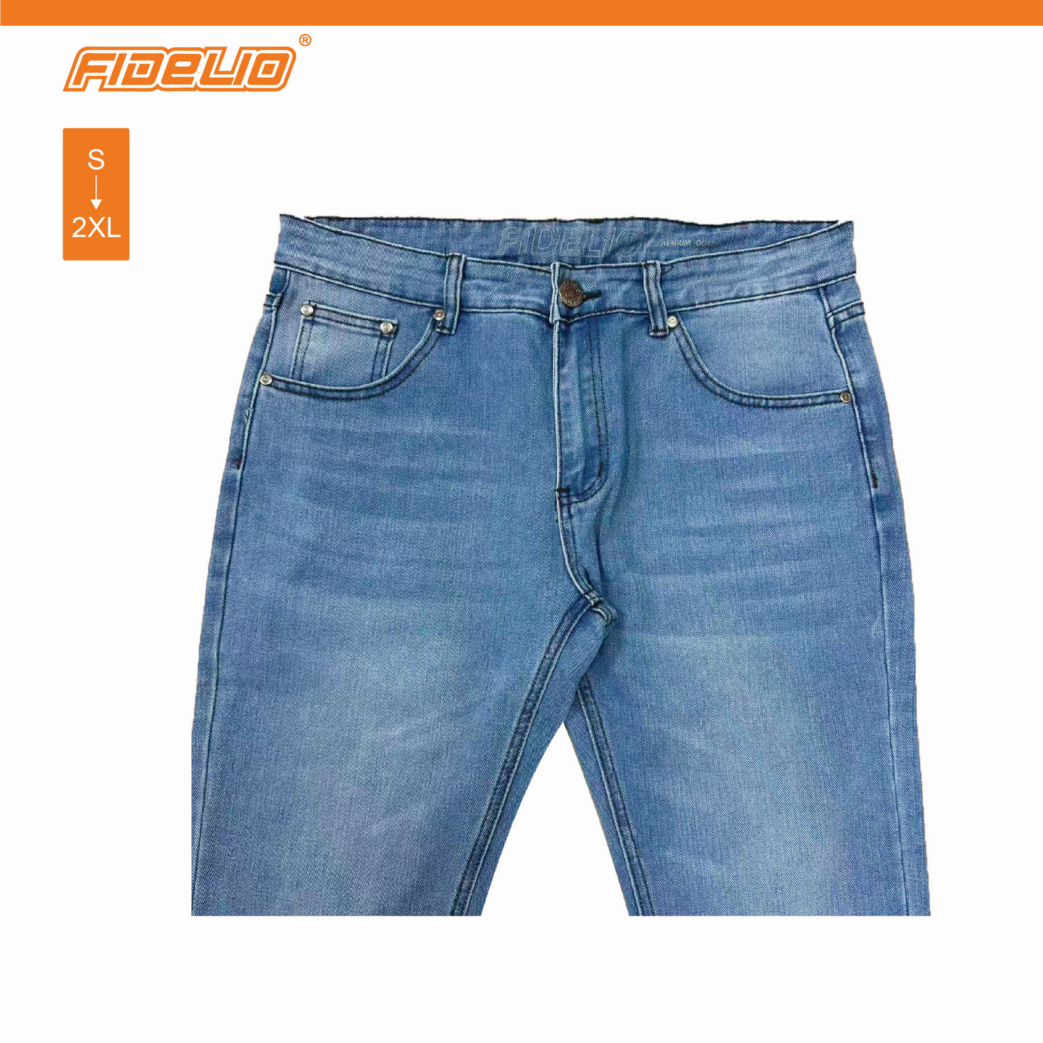 Fidelio 601 Slim Fit Washed Denim -Light Blue