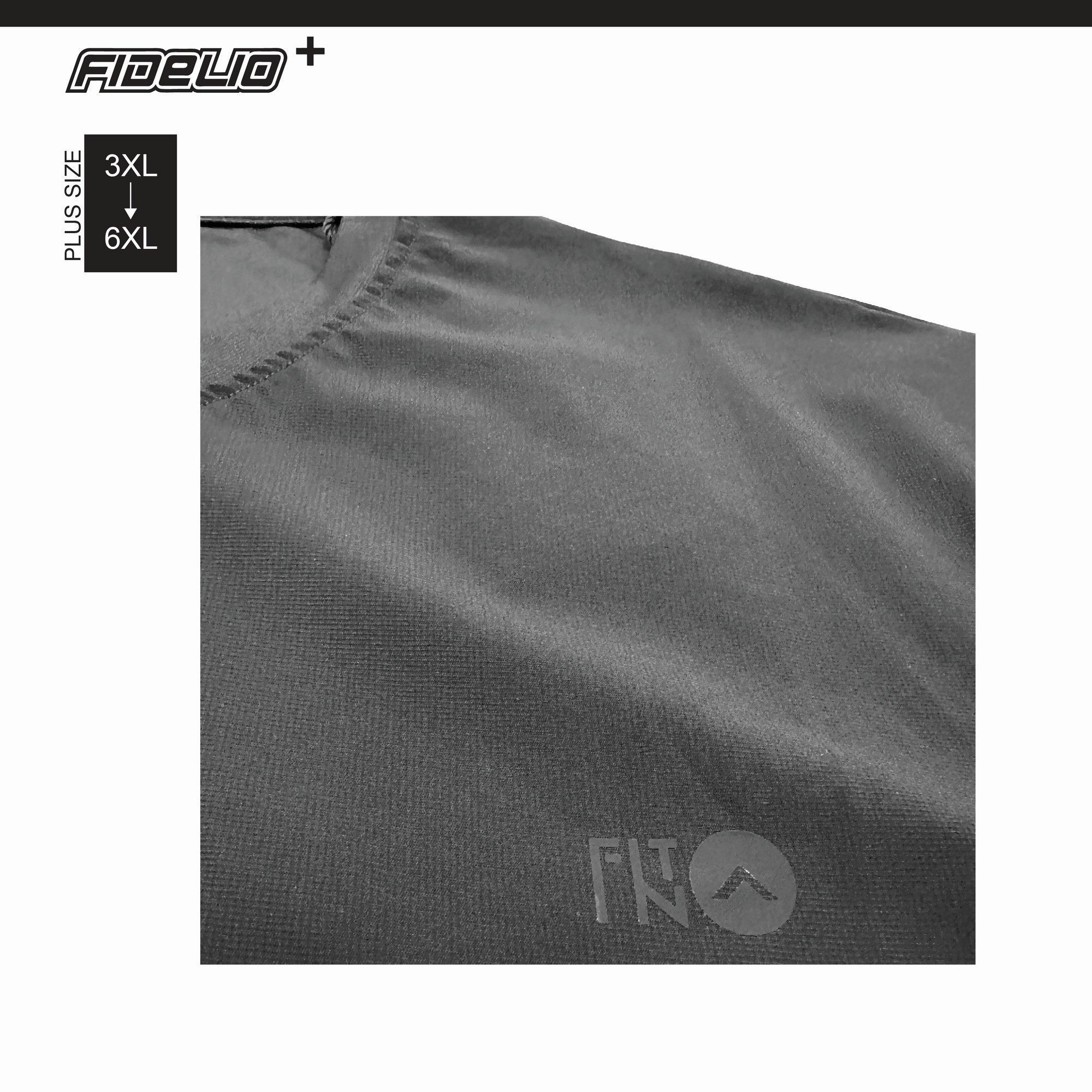 FIT IN Plus Size Reflective Logo Active Tees -Black