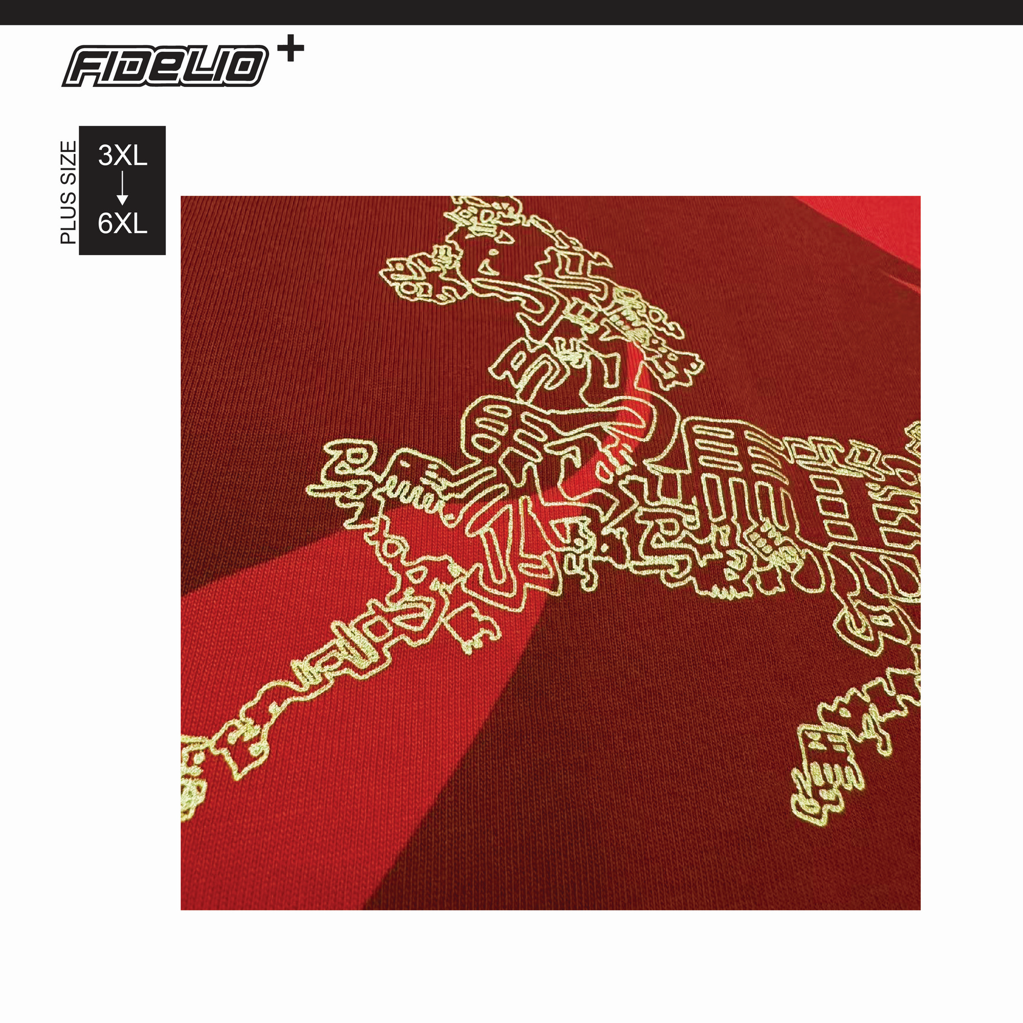Fidelio Plus Size Foil Horse Tees -Red