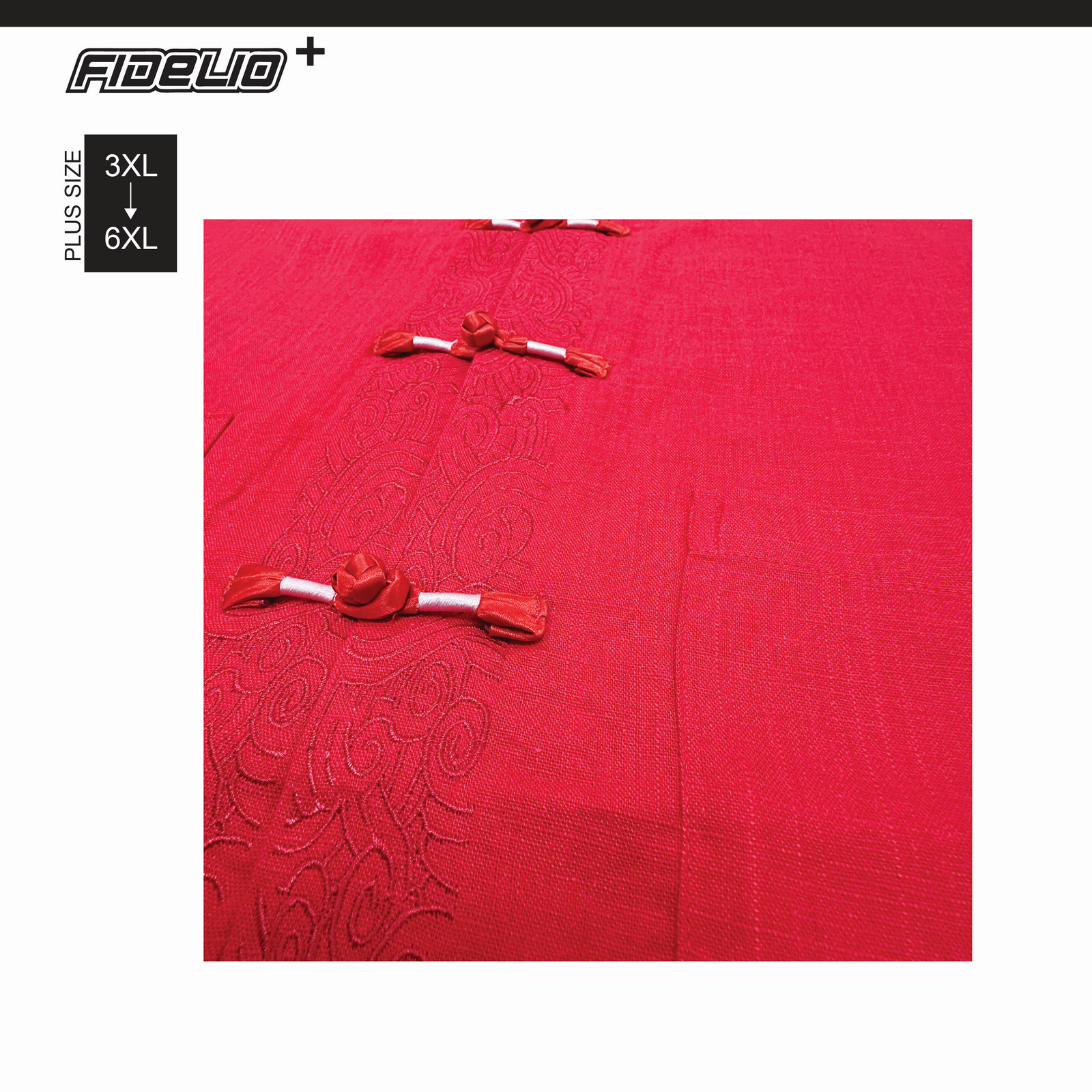 Fidelio Plus Size Prosperity Samfu Shirts -Red