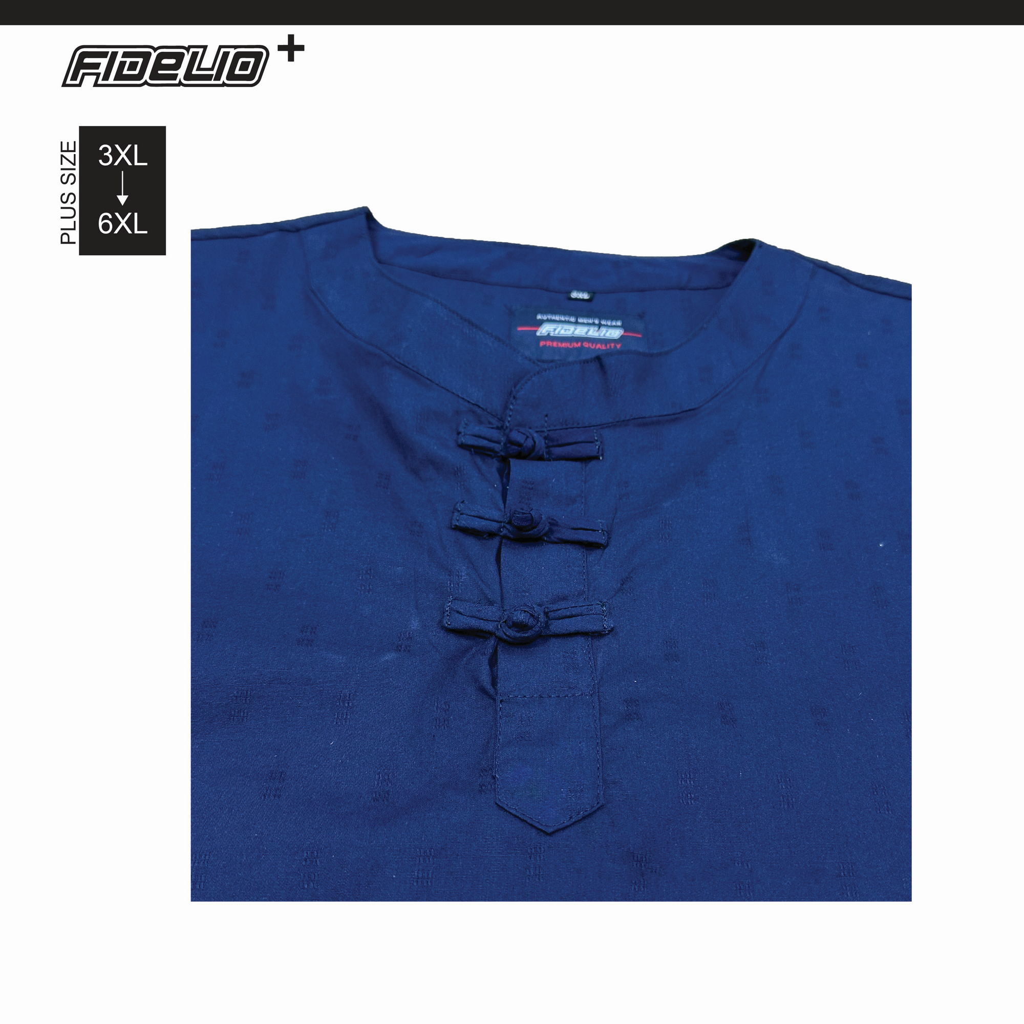 Fidelio Plus Size Knot Button Samfu -Navy