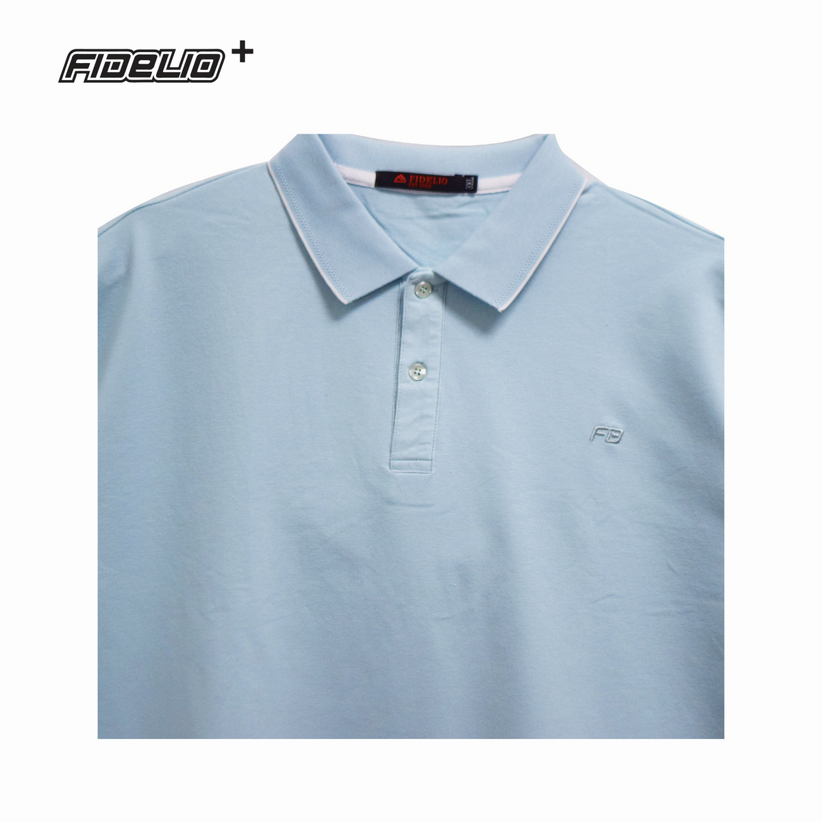 Fidelio Plus Size Signature Comfort Polo Tees -Light Blue