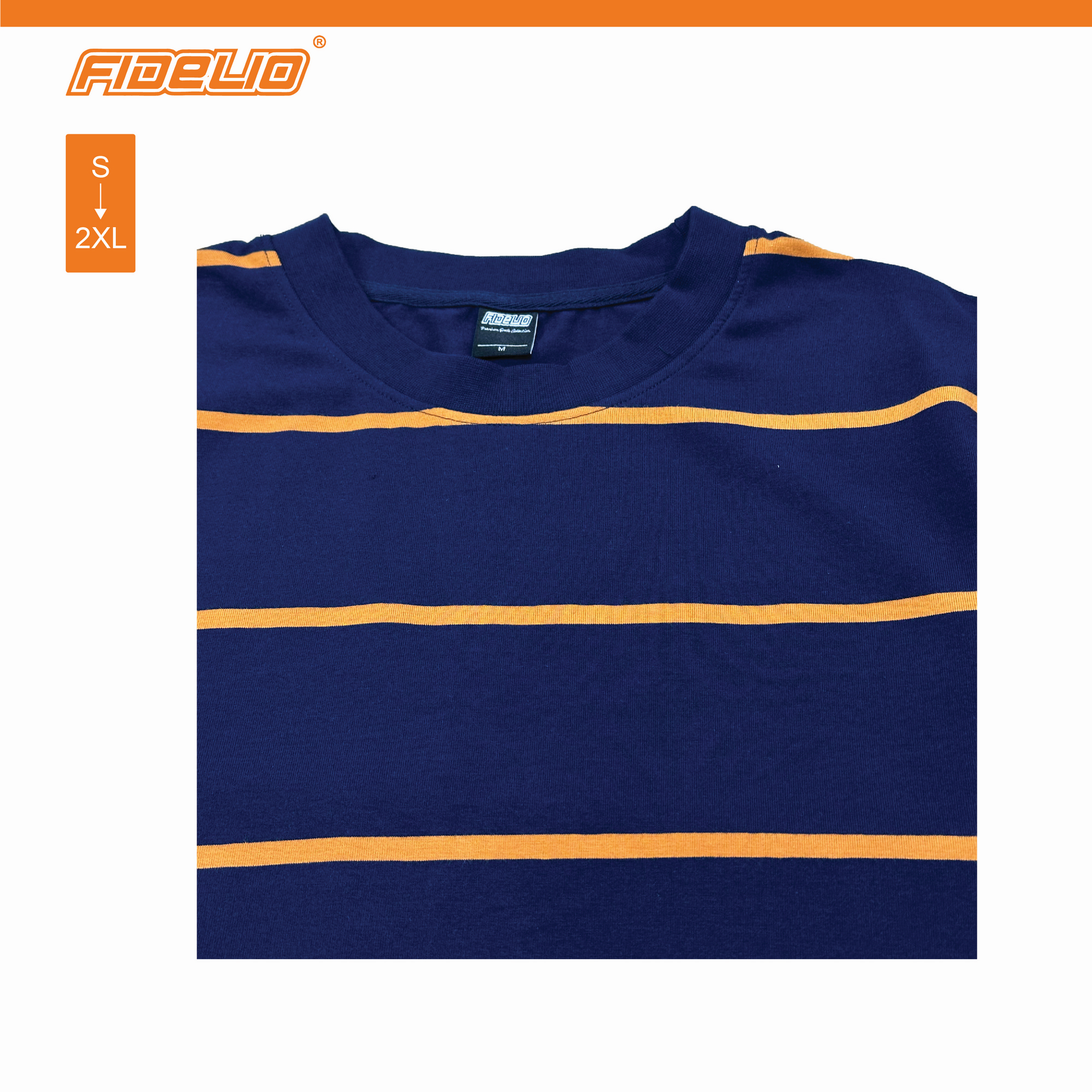 Fidelio Relax Stripe Oversize Tees -Navy/Orange