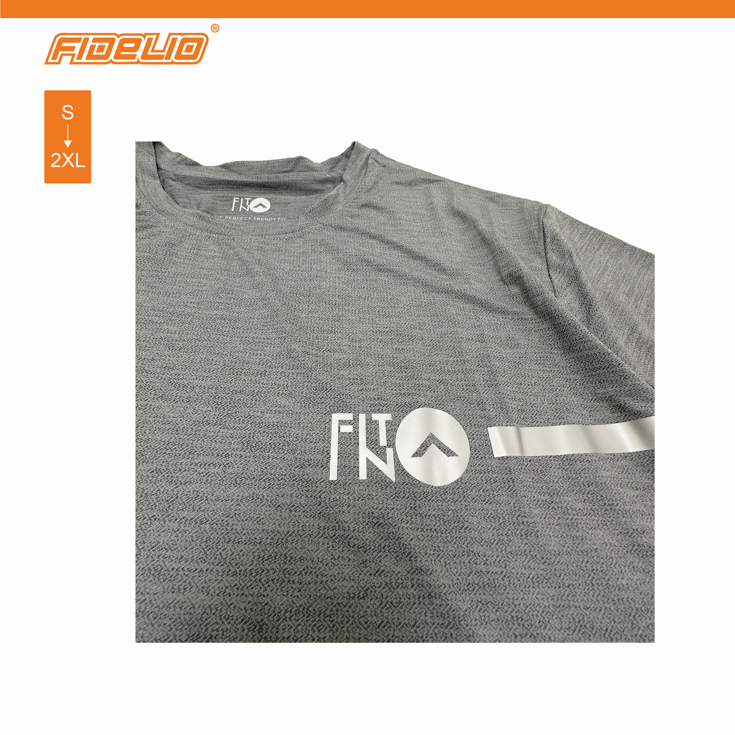 FIT IN Reflective Logo Dry Fit Tees -Grey