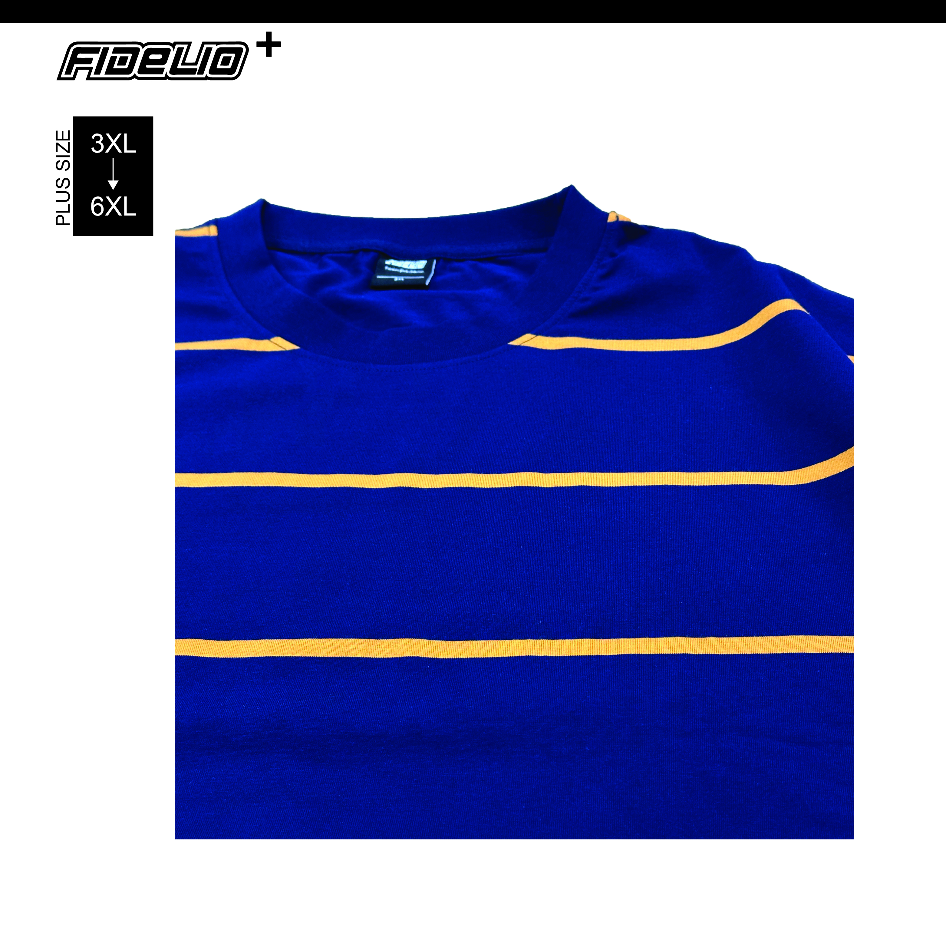 Fidelio Plus Size Relax Stripe Oversize Tees -Navy/Yellow