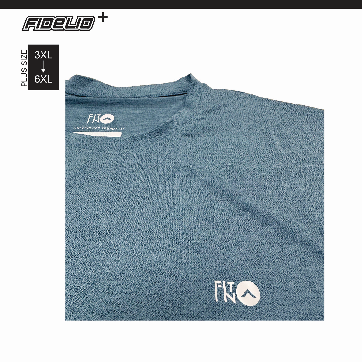 FIT IN Plus Size Reflective Logo Dry Fit Tees -Blue