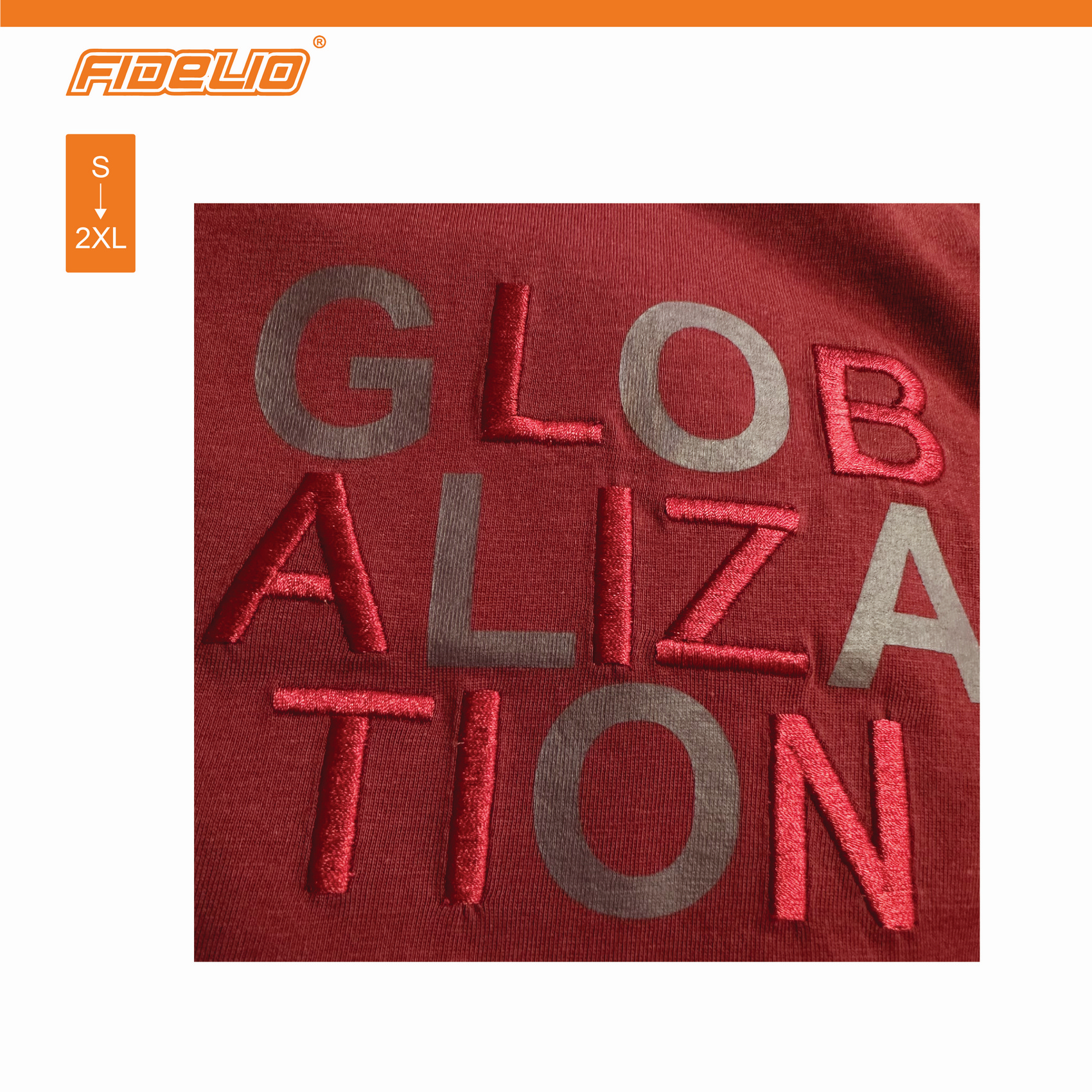 Fidelio Embroidered GLOBALIZATION Tees -Maroon