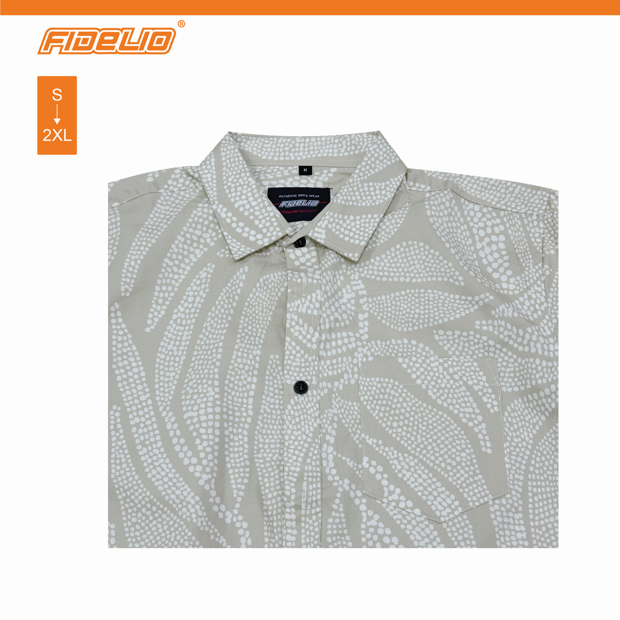 Fidelio Abstracy Dot Print Short Sleeve Shirts -Light Khaki/White