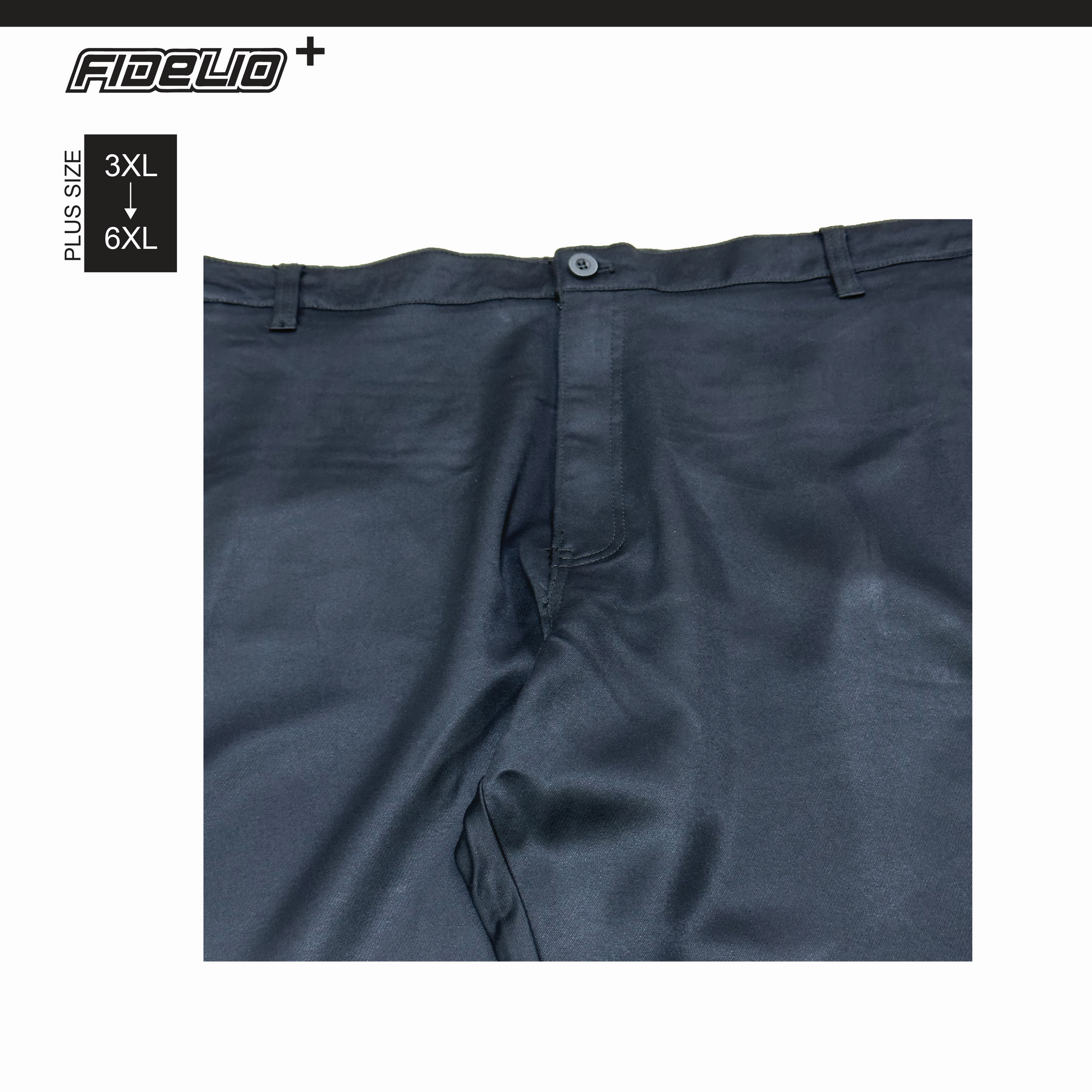 Fidelio Plus Size Classic Chino Long Pants -Black