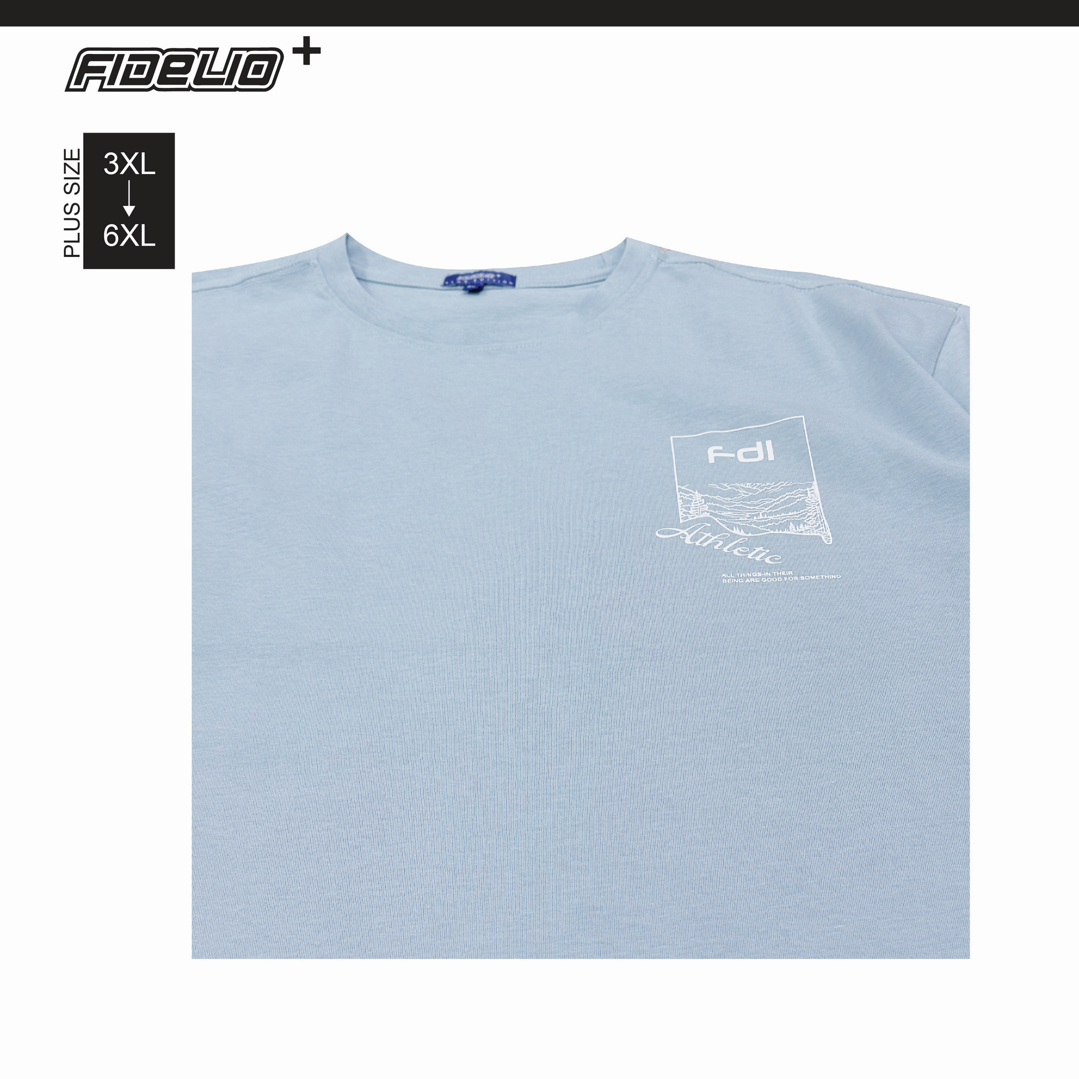 Fidelio Plus Size Athletic Graphic Tees -Dusty Blue
