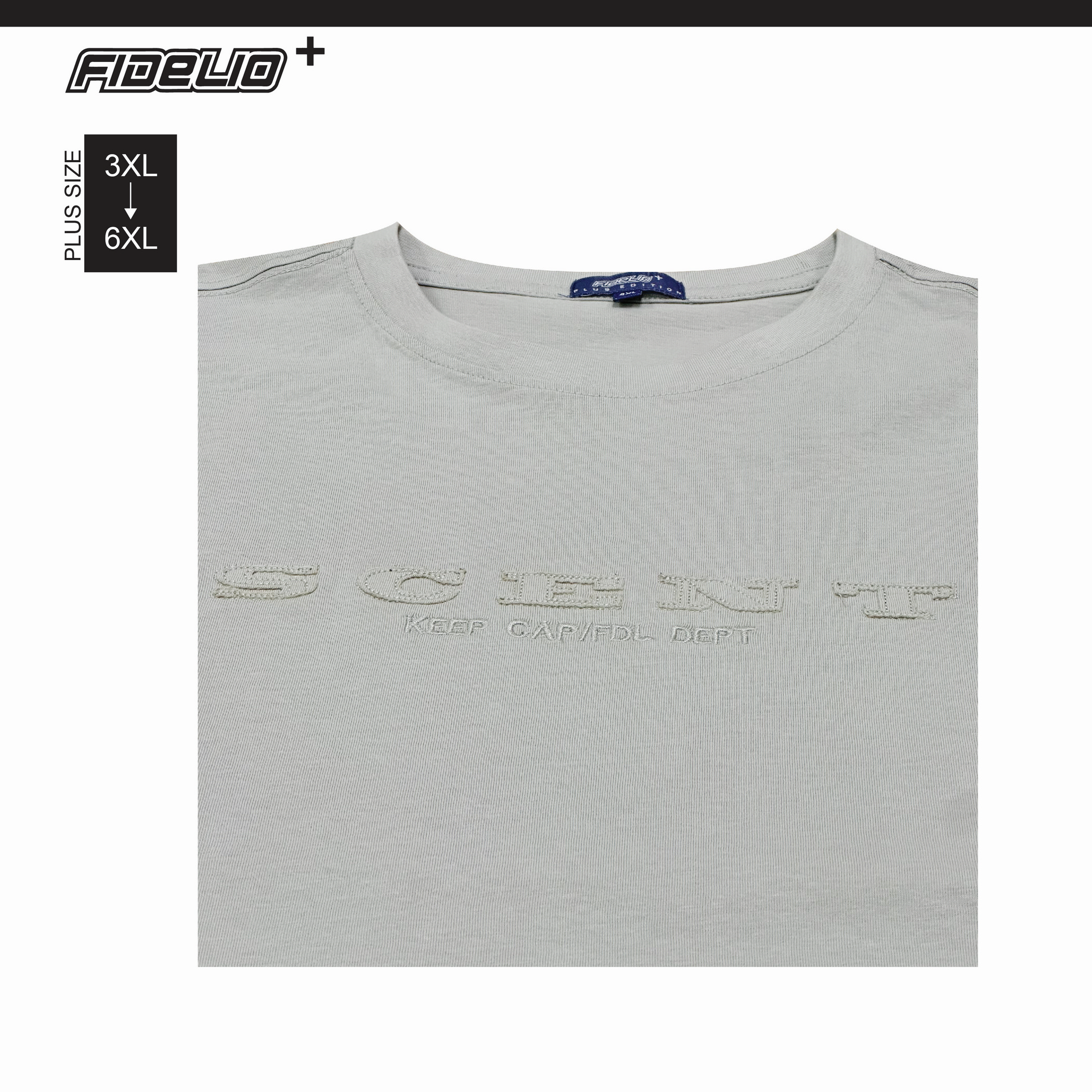 Fidelio Plus Size SCENT Embroidery Tees -Light Grey