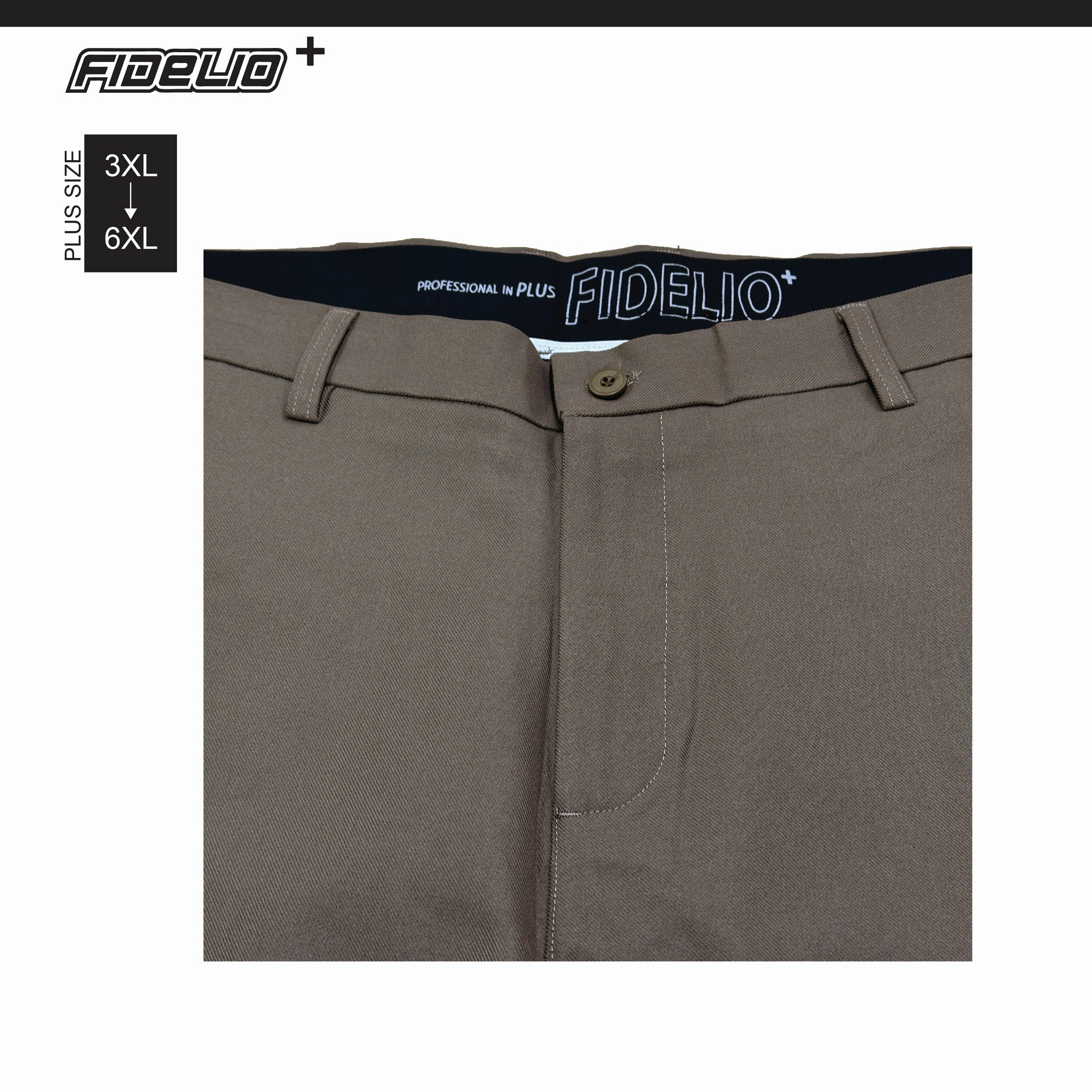 Fidelio Plus Size Pemium Chino Shorts -Brown