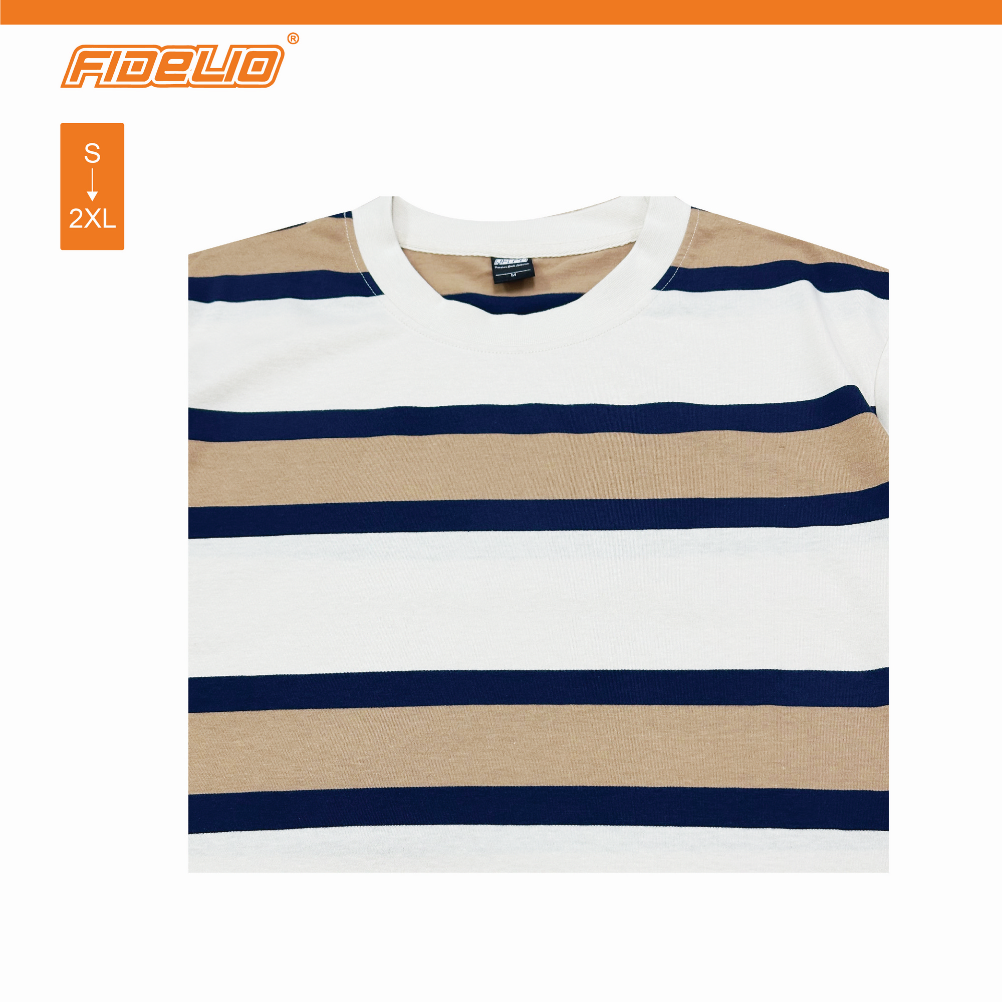 Fidelio Contrast Stripe Oversize Tees -Beige/Brown/Navy