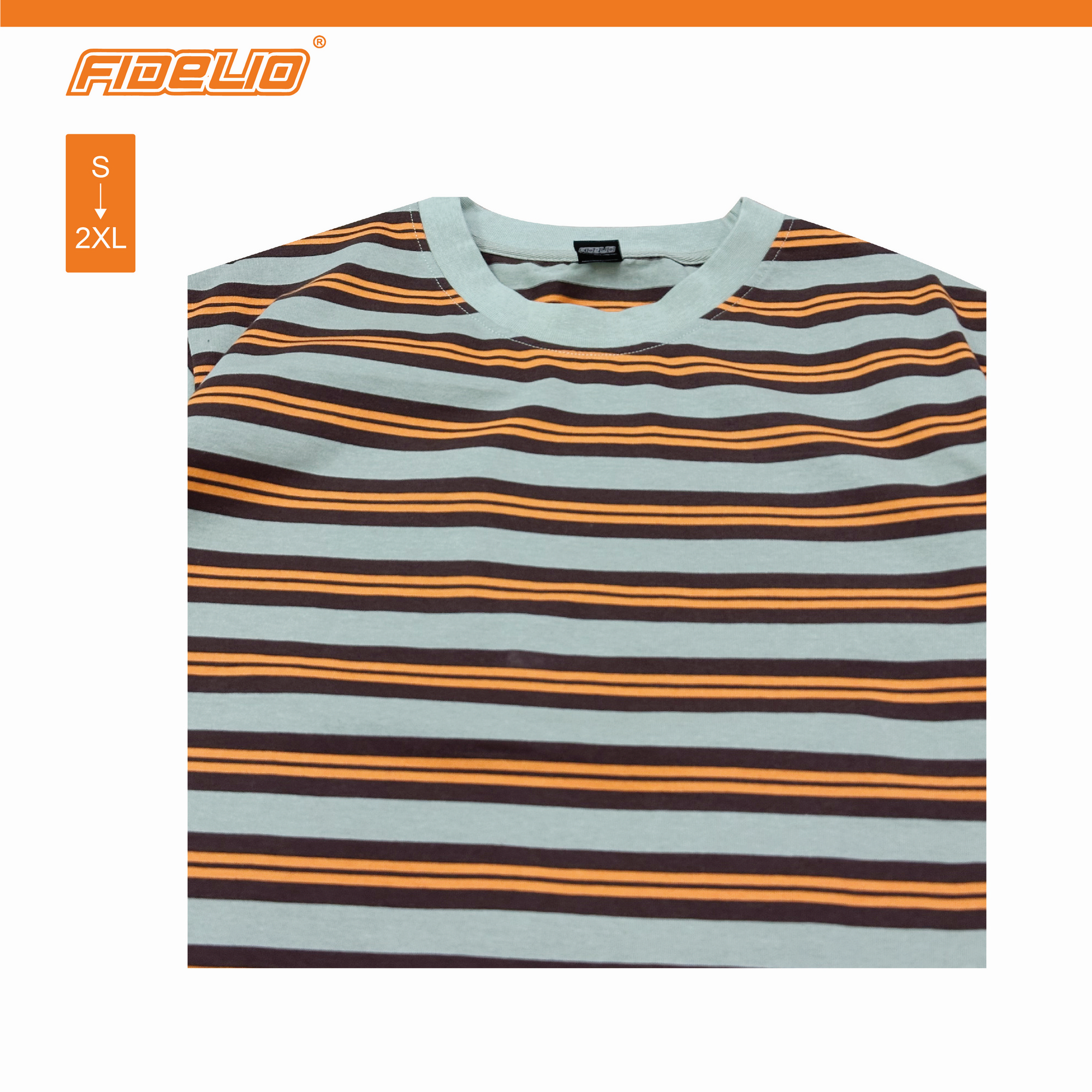 Fidelio Contrast Stripe Oversize Tees -Green/Brown/Orange