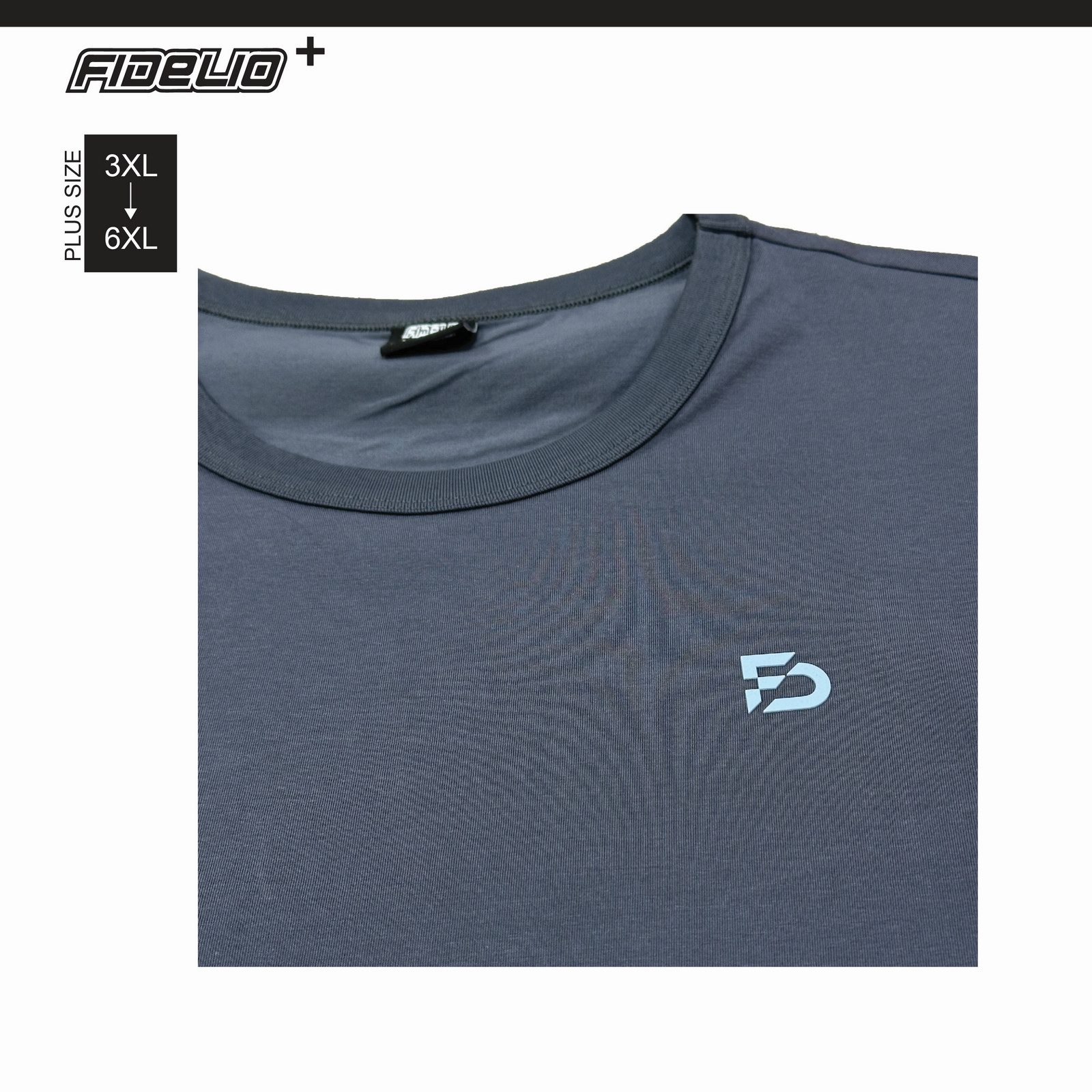 Fidelio Plus Size Signature Basic Tees -Dark BlueGrey