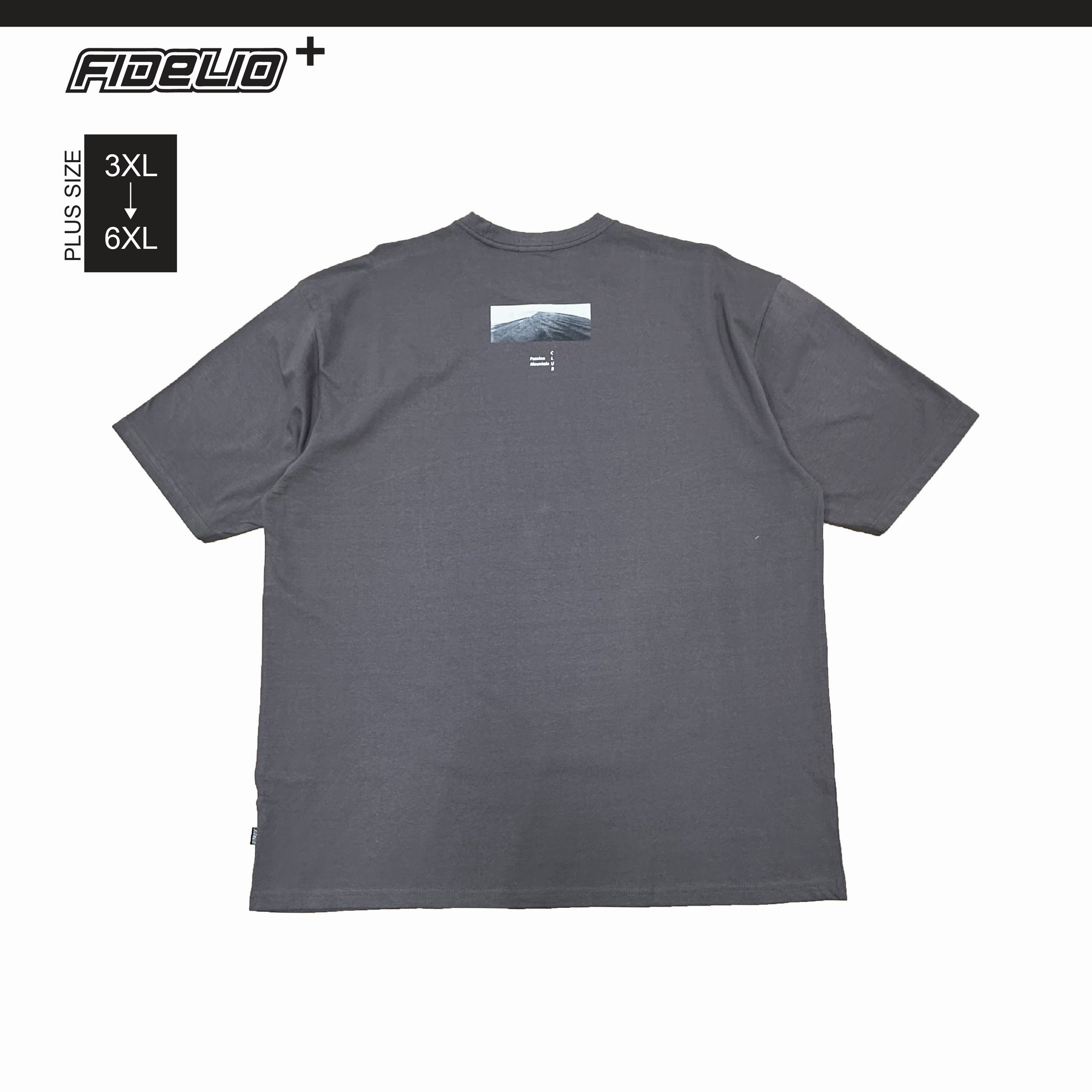 Fidelio Plus Size Passion Mountain Graphic Tees -Grey
