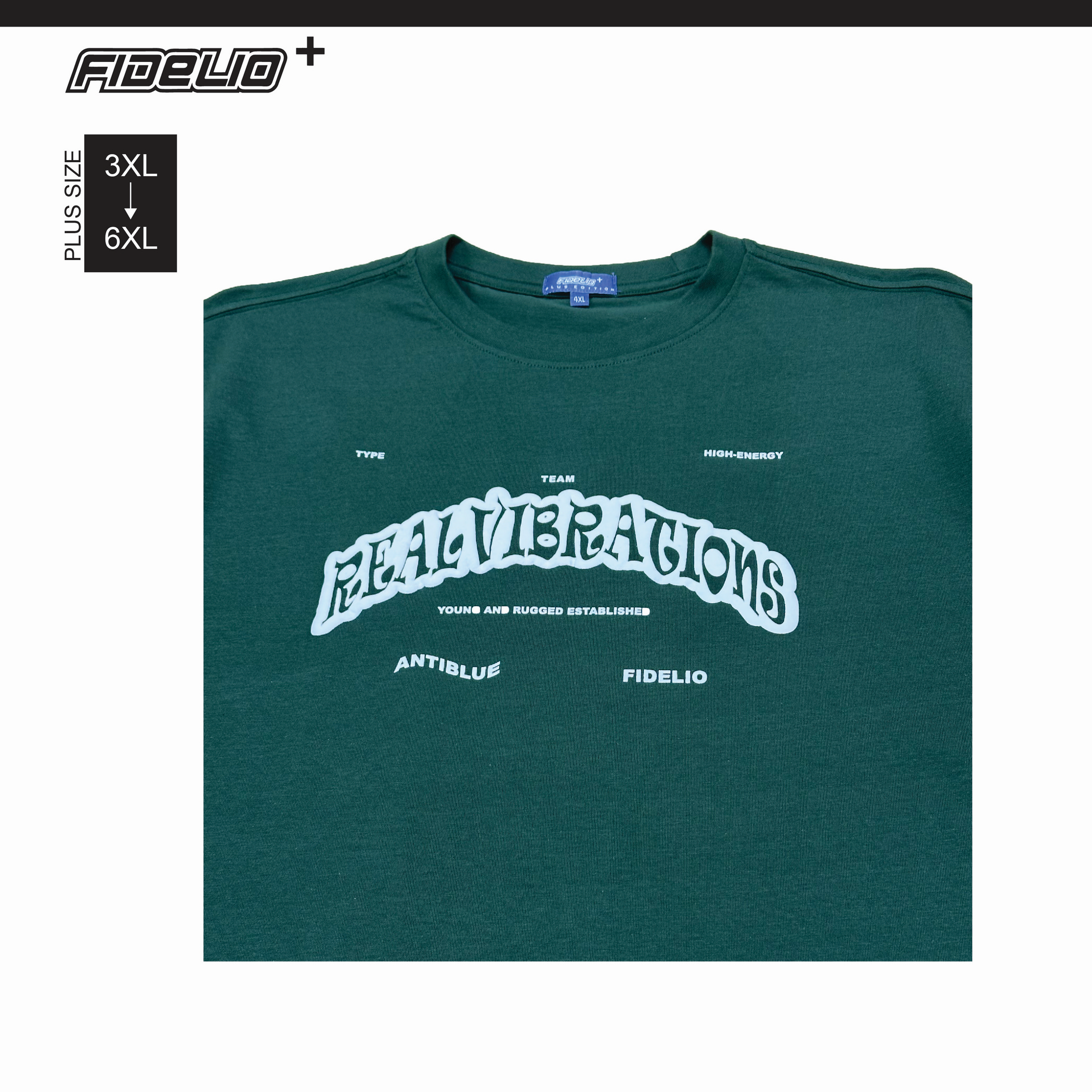 Fidelio Plus Size Real Vibration Printed Tees -Dark Green