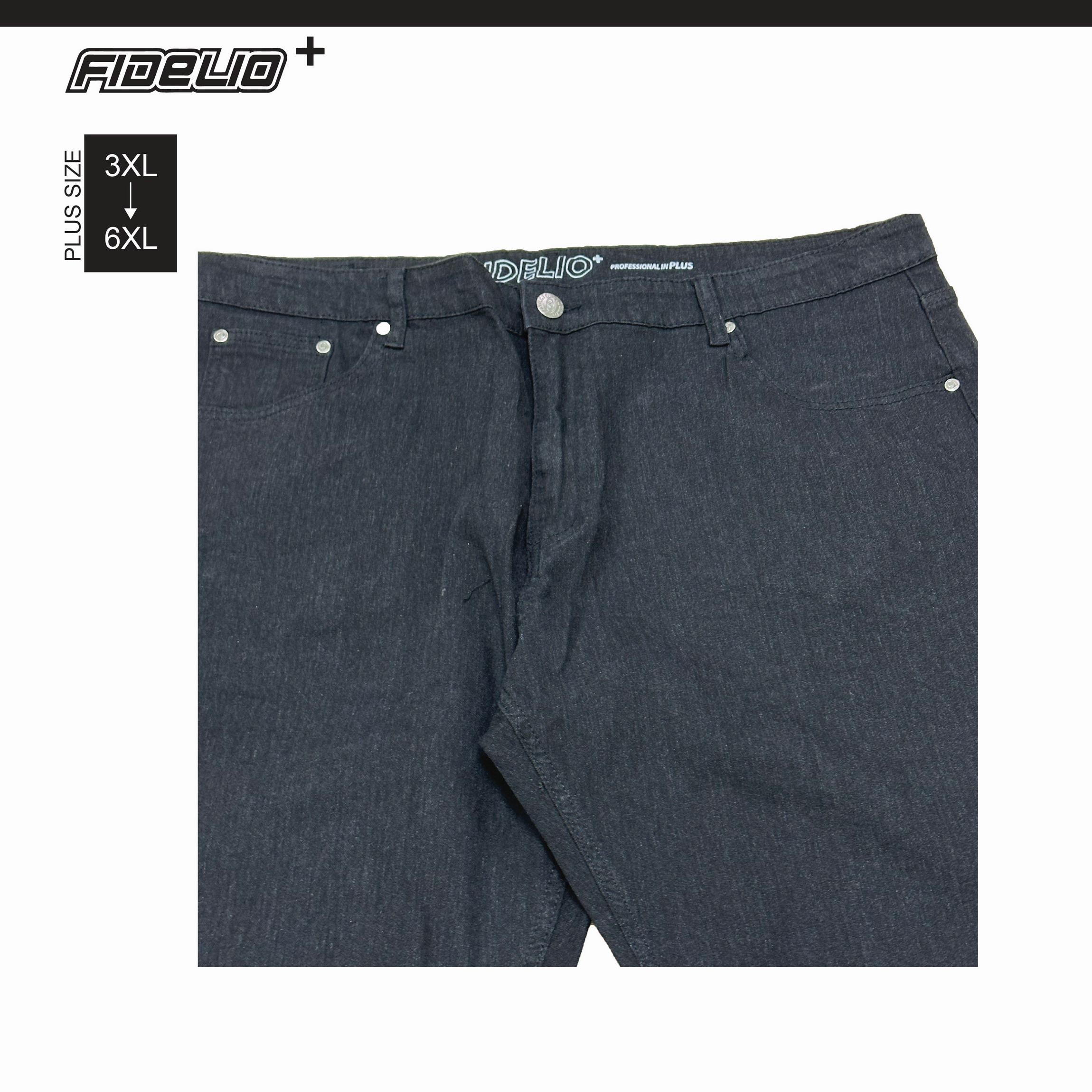 Fidelio Plus Size Classic Straight Washed Denim -Black