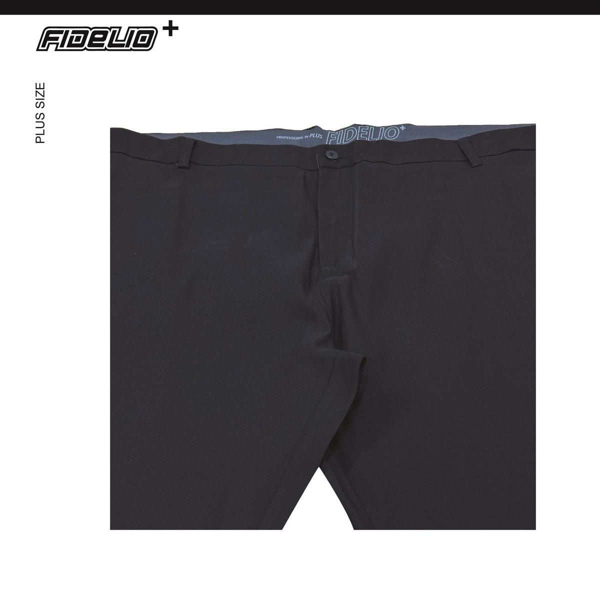 Fidelio Plus Size Comfort Flex Chino Pants -Black