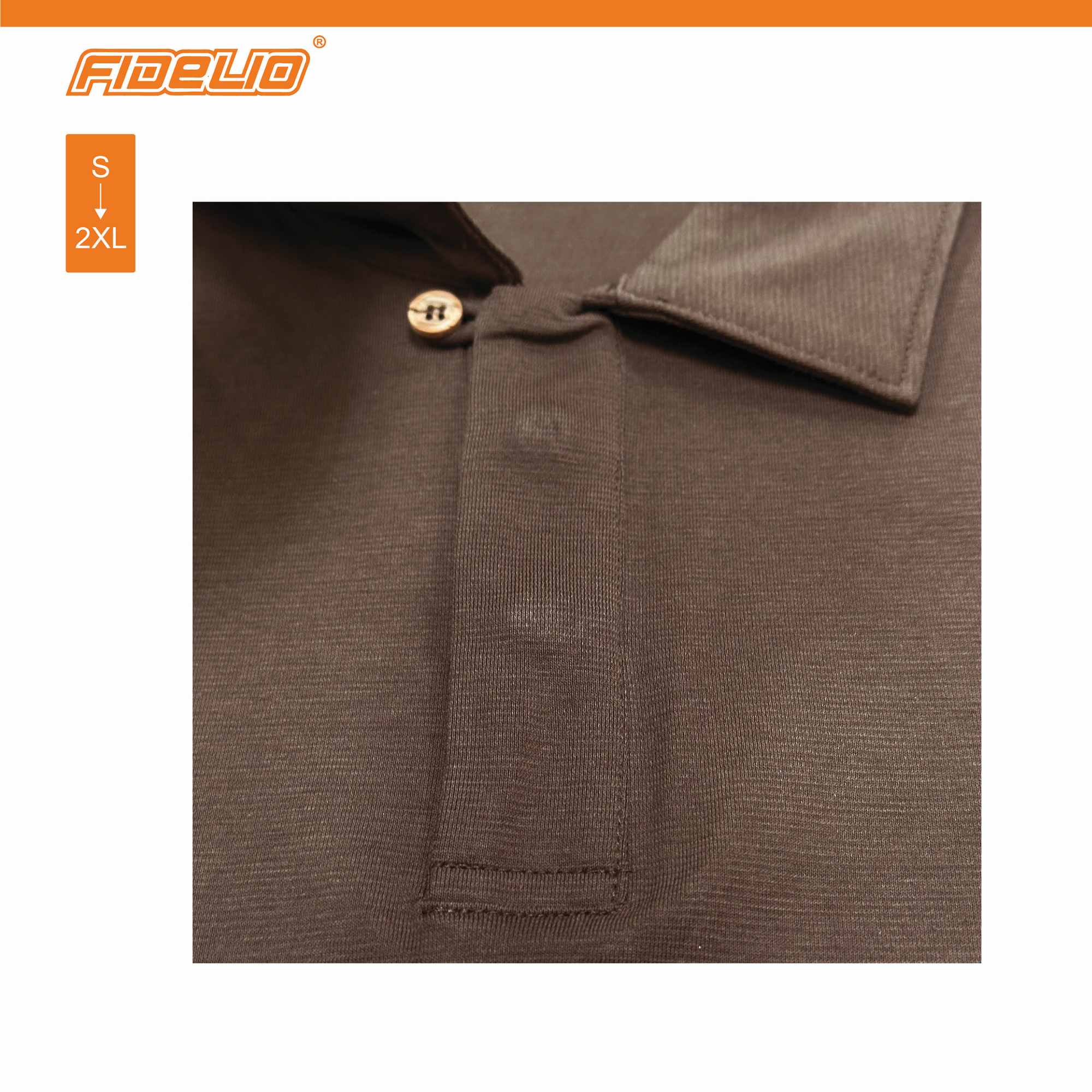 Fidelio Refined Placket Polo Tees - Dark Brown