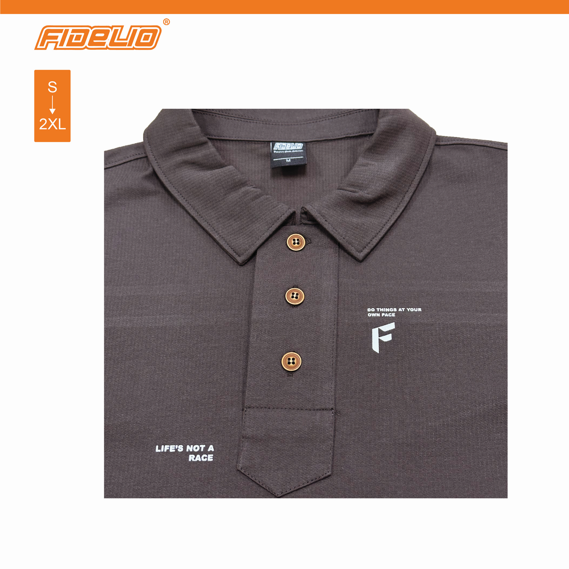 FIDELIO Refined Back Pleat Polo Tees - Dark Grey
