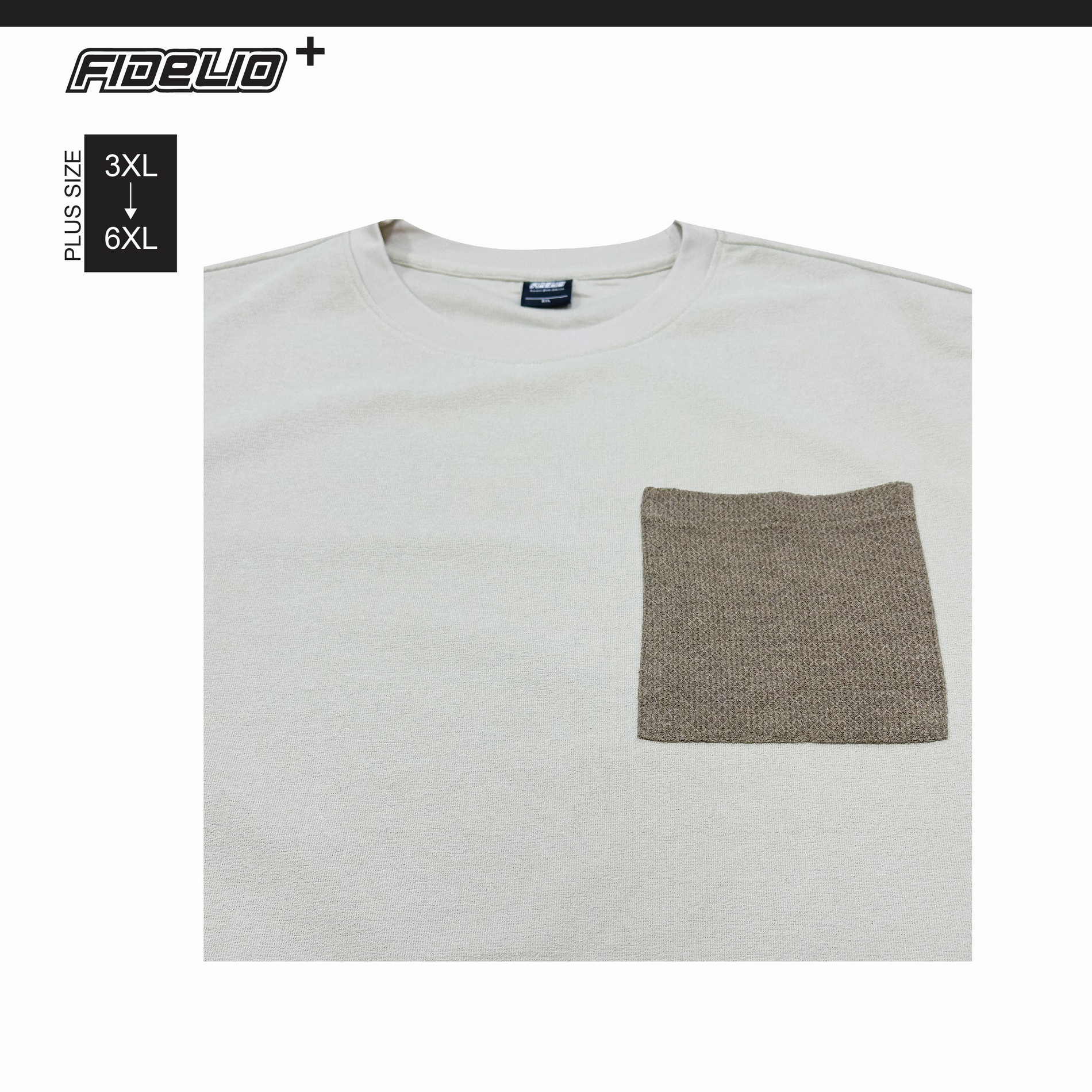 FIDELIO Plus Size Linen Pocket Oversize Tees - Khaki