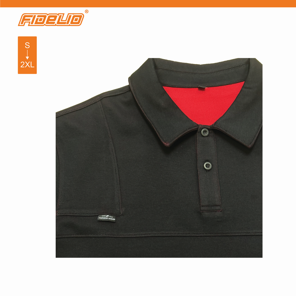 FIDELIO Fit-In Cut & Sew Oversize Polo Tees - Black