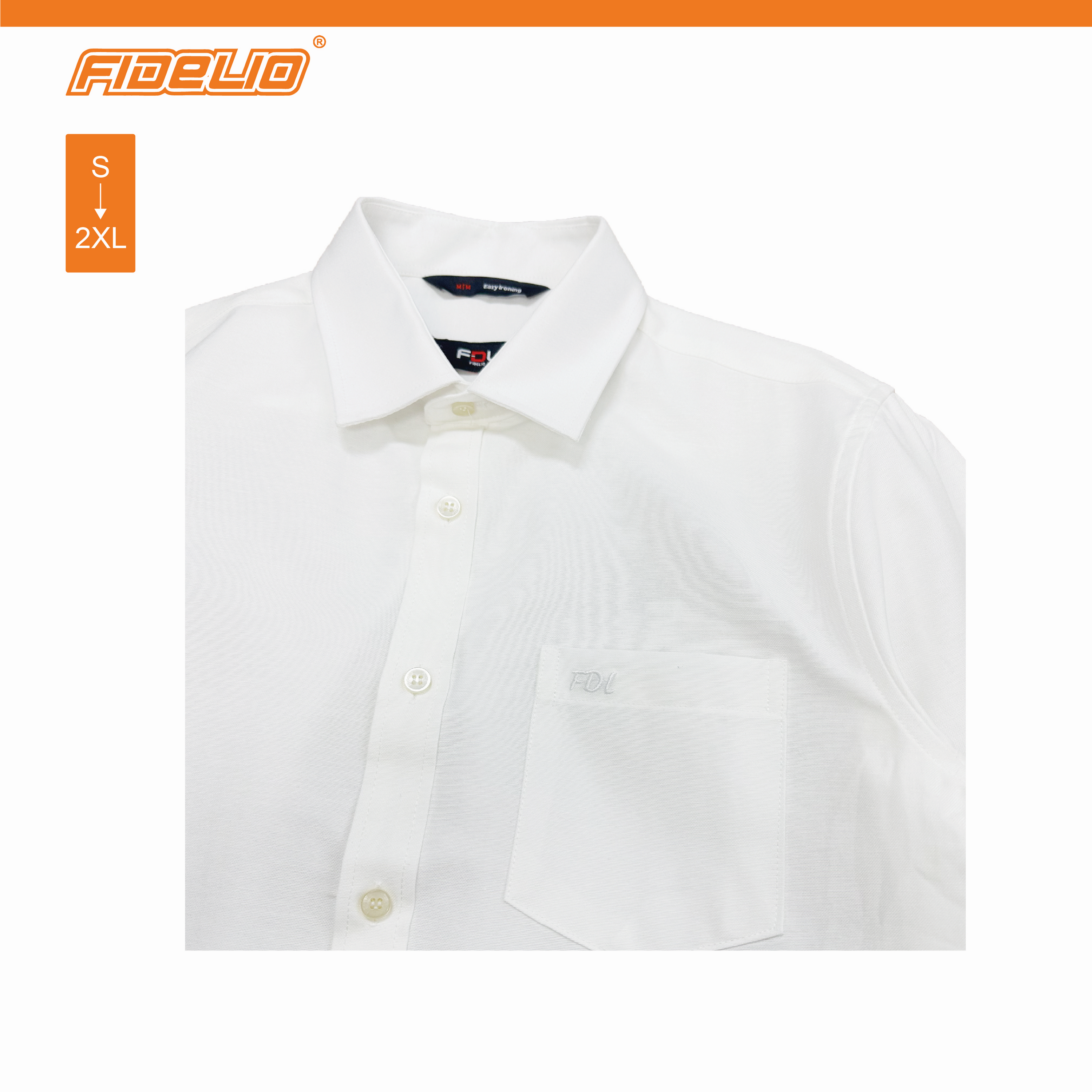 FDL Oxford Business Long Sleeve Shirts - White