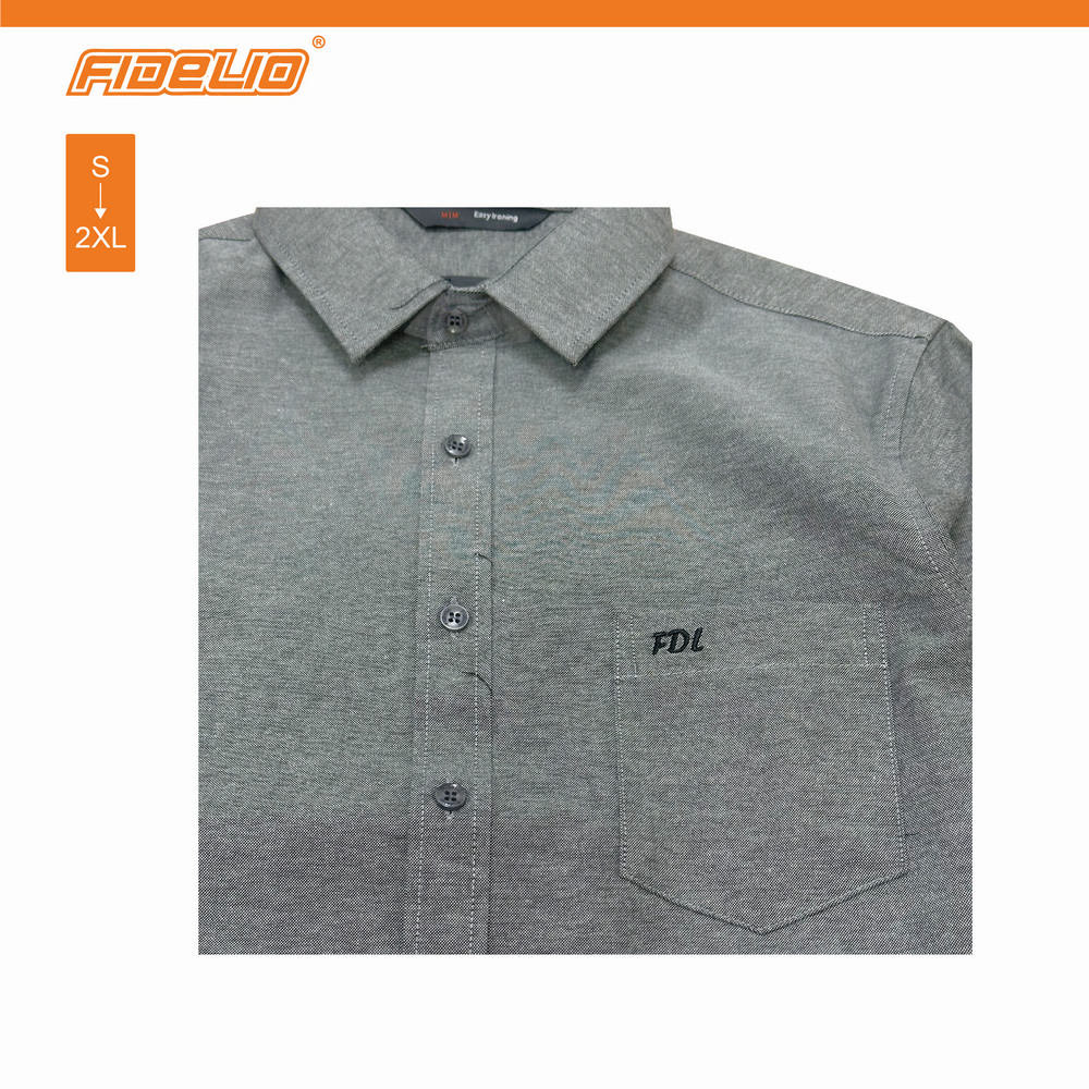 FDL Oxford Business Long Sleeve Shirts - MELANGE GREY