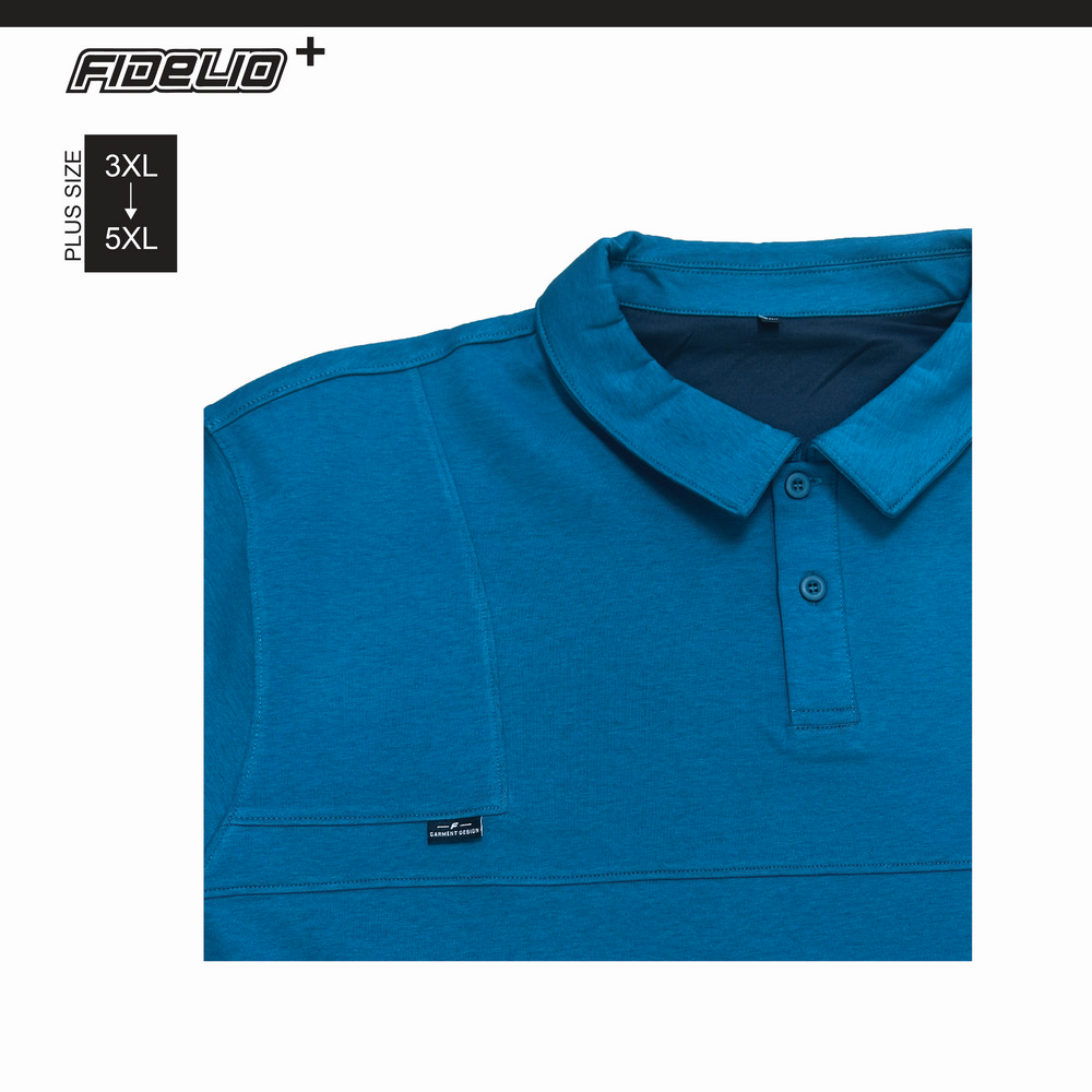 FIDELIO Fit-In Plus Size Cut & Sew Oversize Polo Tees - Turquoise