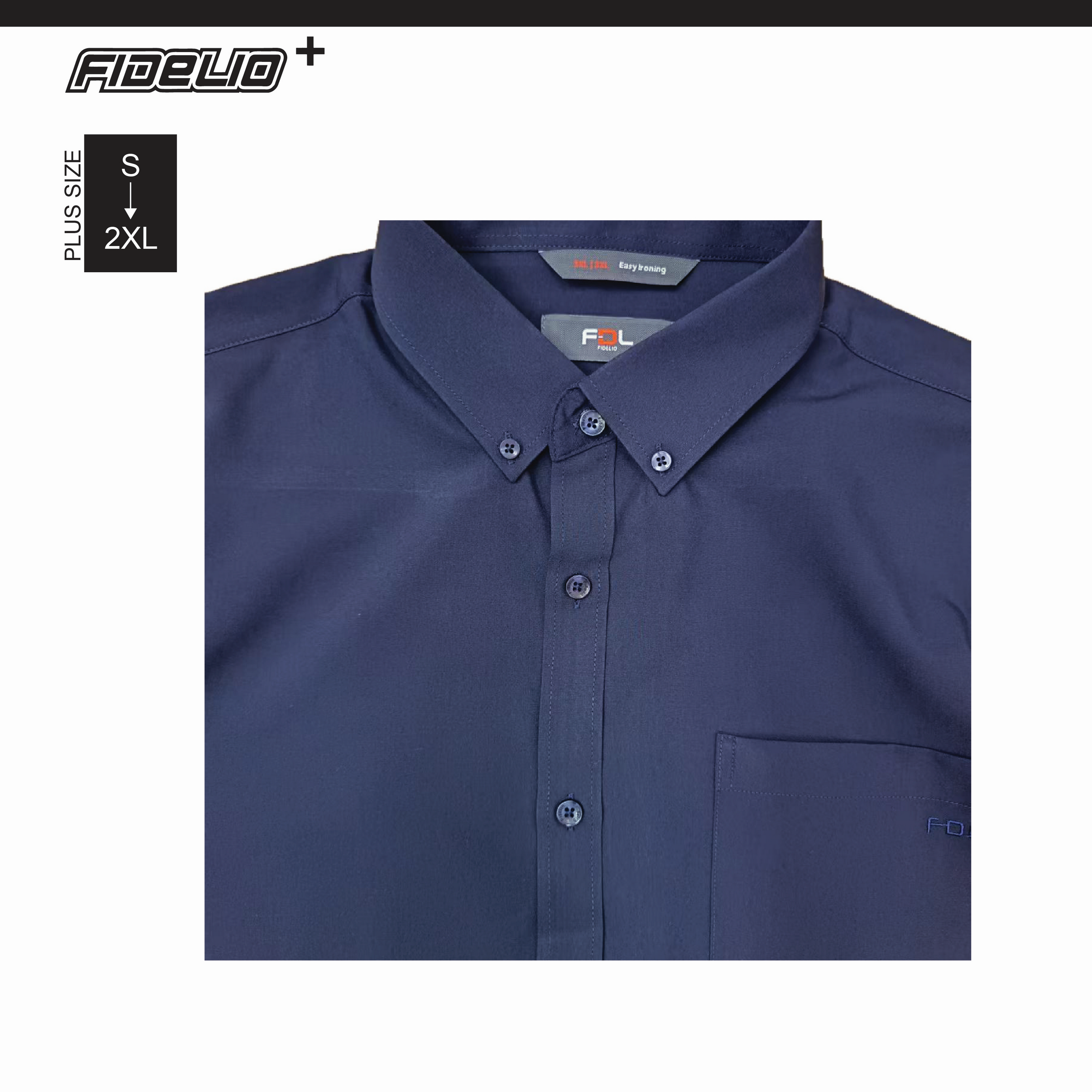 Fidelio Plus Business Long Sleeve Shirts - Dark Navy