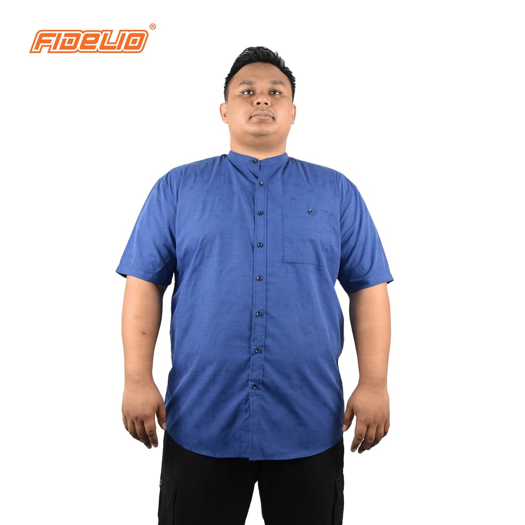 FIDELIO PLUS Linen Mandarin Collar Shirts - BLUE(1)