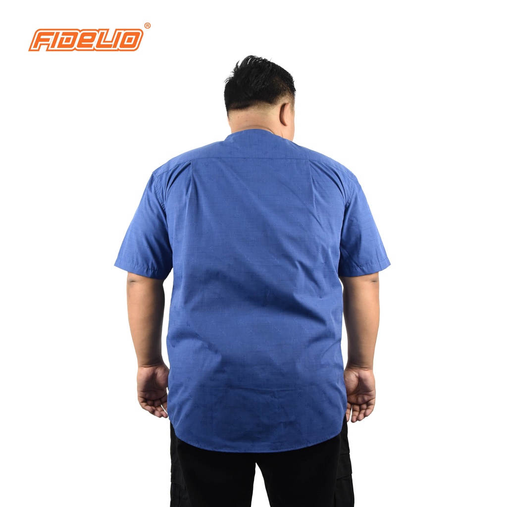 FIDELIO PLUS Linen Mandarin Collar Shirts - BLUE(1)
