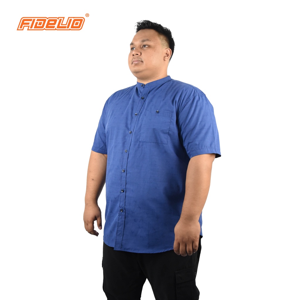 FIDELIO PLUS Linen Mandarin Collar Shirts - BLUE(1)