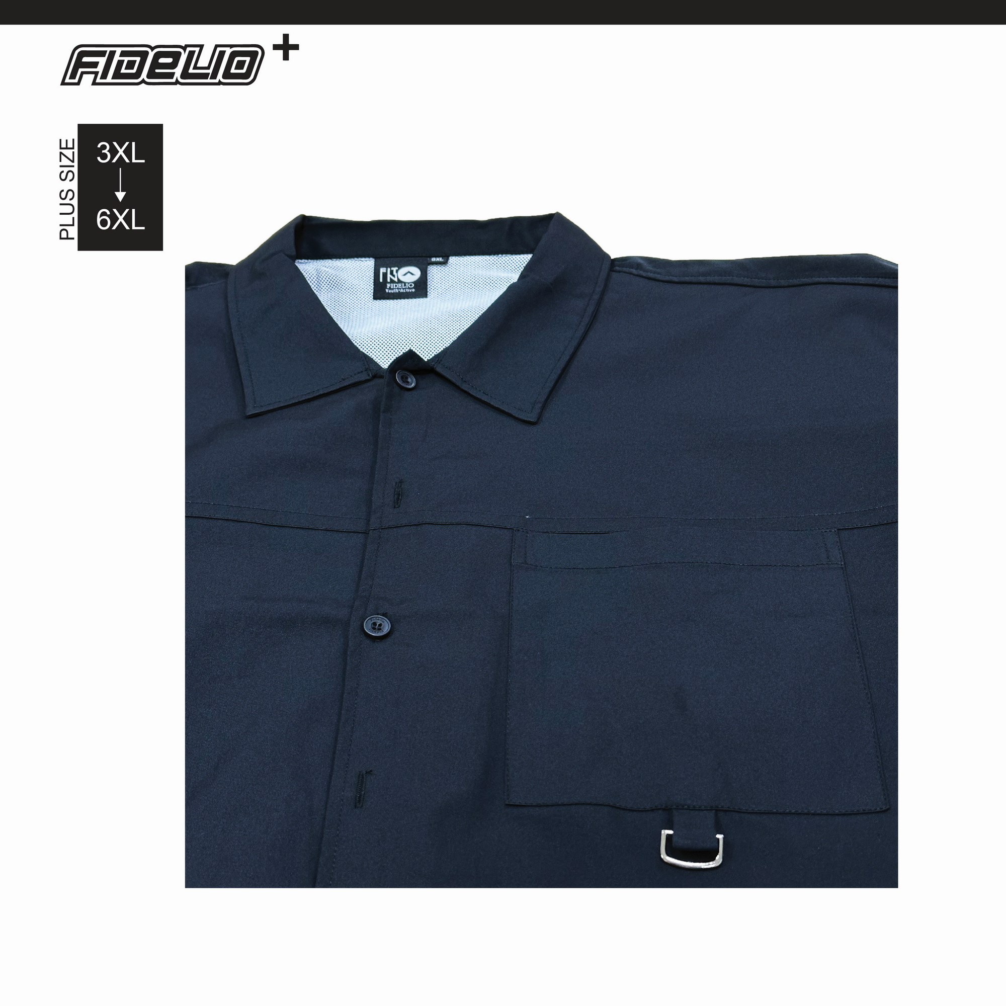 FIT IN Oversized Utility  Pocket Shirt - Black