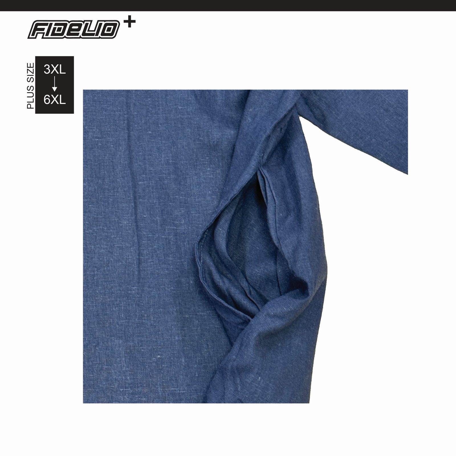 JASPAR Plus Size Dobby Linen Kurta Tops -Navy