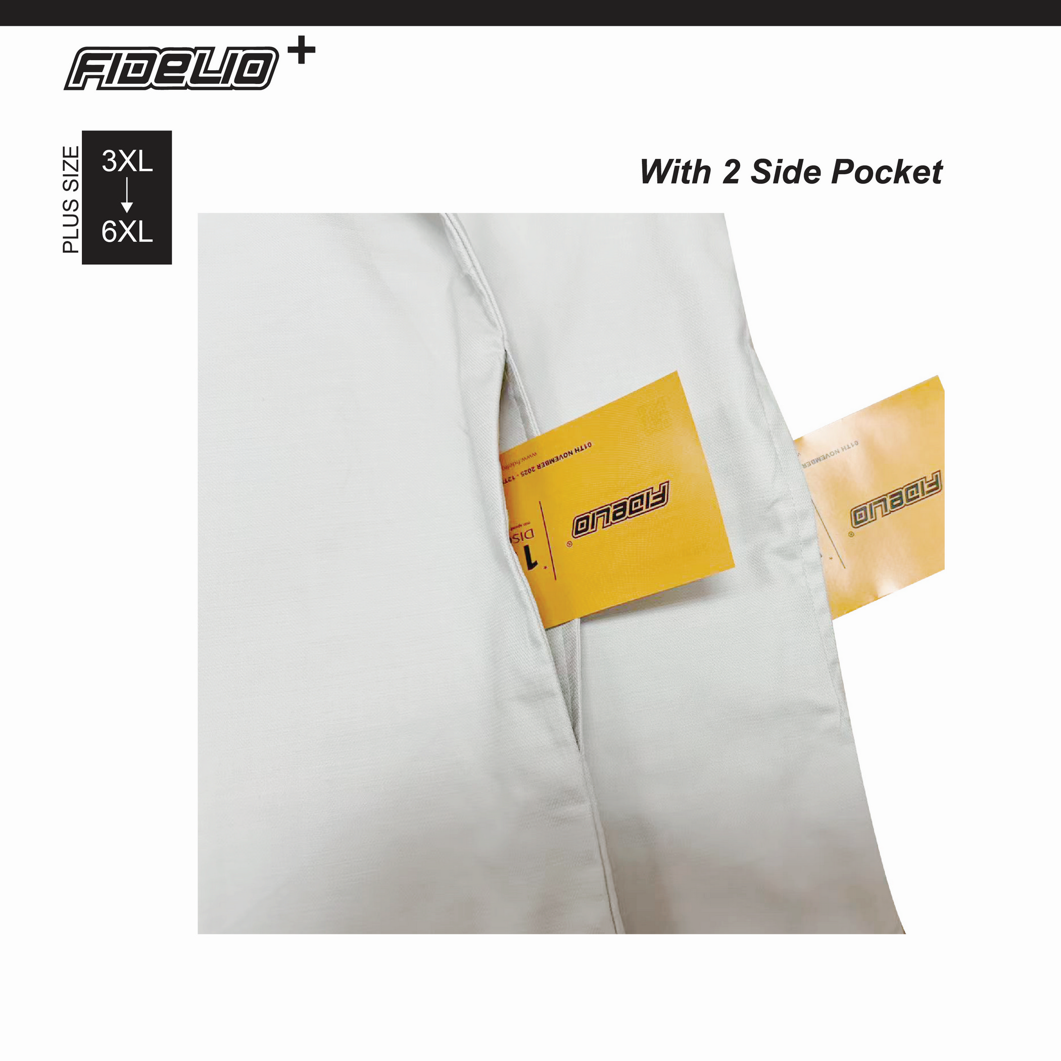 Fidelio Plus Size Embroidery Mandarin Collar Shirts -Light Grey