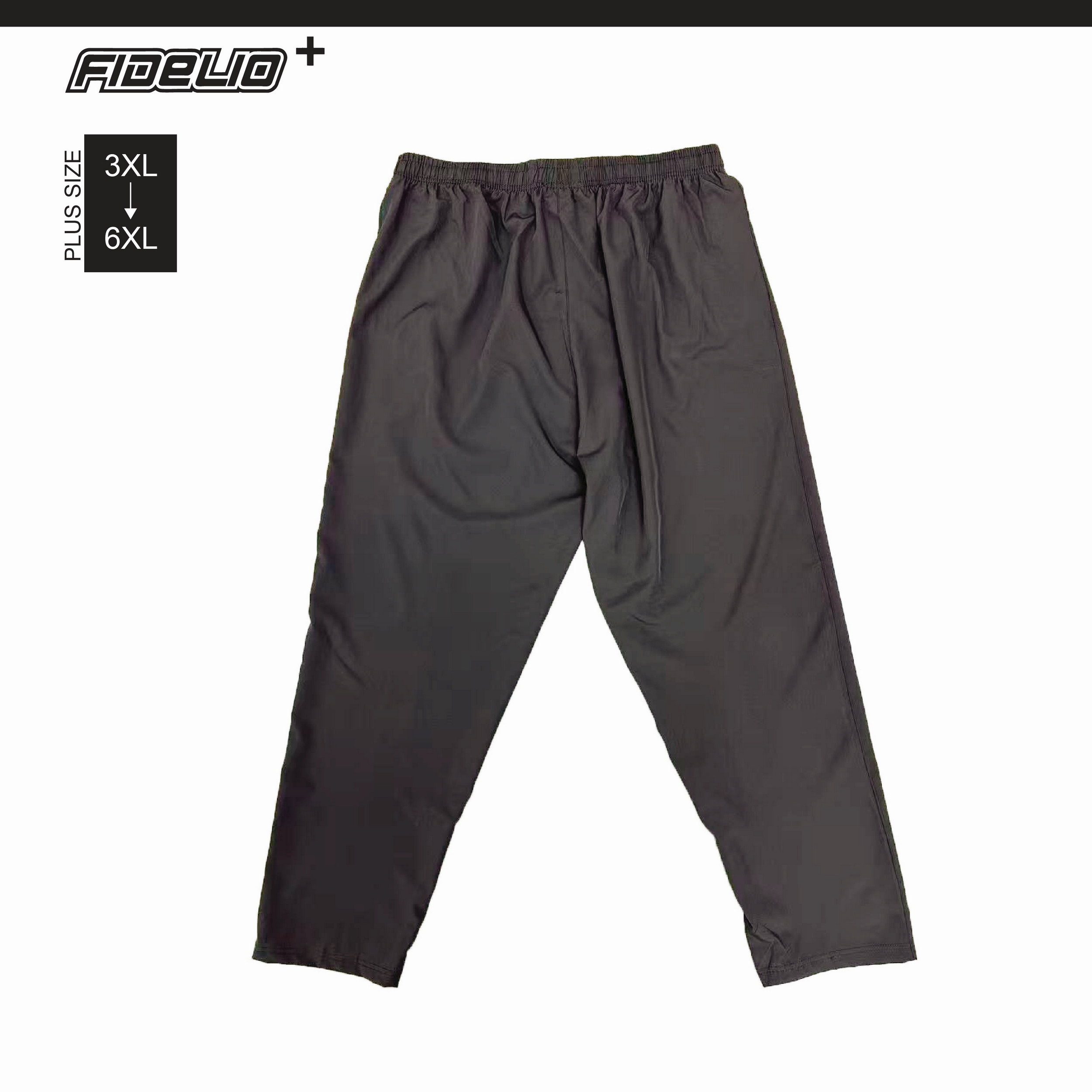FIT IN Plus Size Zip Pocket Sweat Pants -Brown
