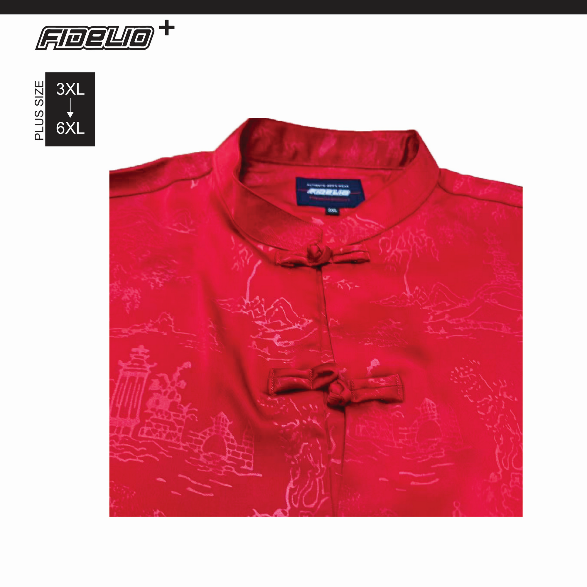 Fidelio Plus Size Oriental Premium Samfu -Red